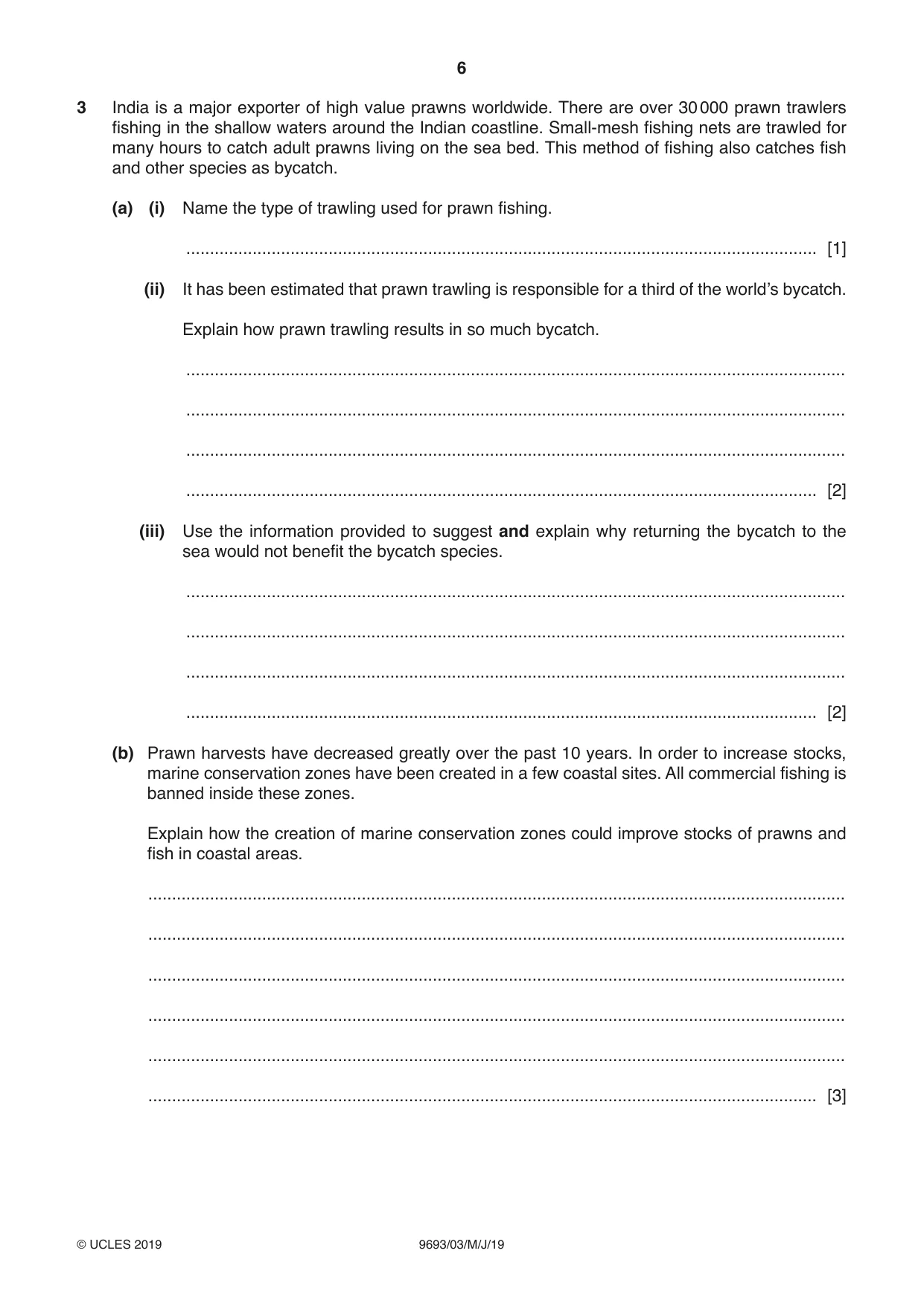 Cambridge A Level Marine Science 9693 2019 May/June Paper 3 · Variant 1 question paper, page 6 of 20
