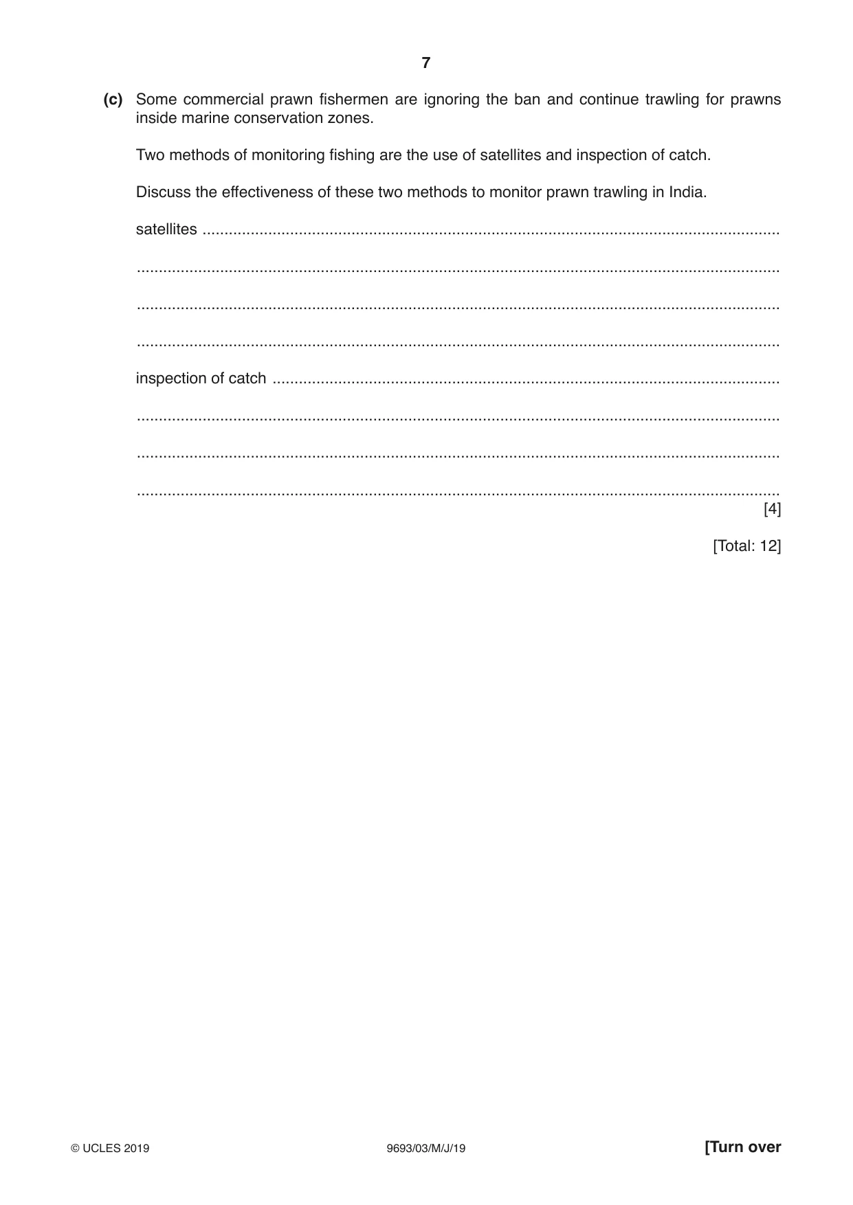 Cambridge A Level Marine Science 9693 2019 May/June Paper 3 · Variant 1 question paper, page 7 of 20