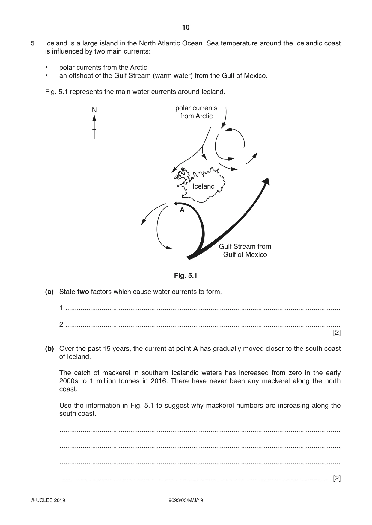 Cambridge A Level Marine Science 9693 2019 May/June Paper 3 · Variant 1 question paper, page 10 of 20