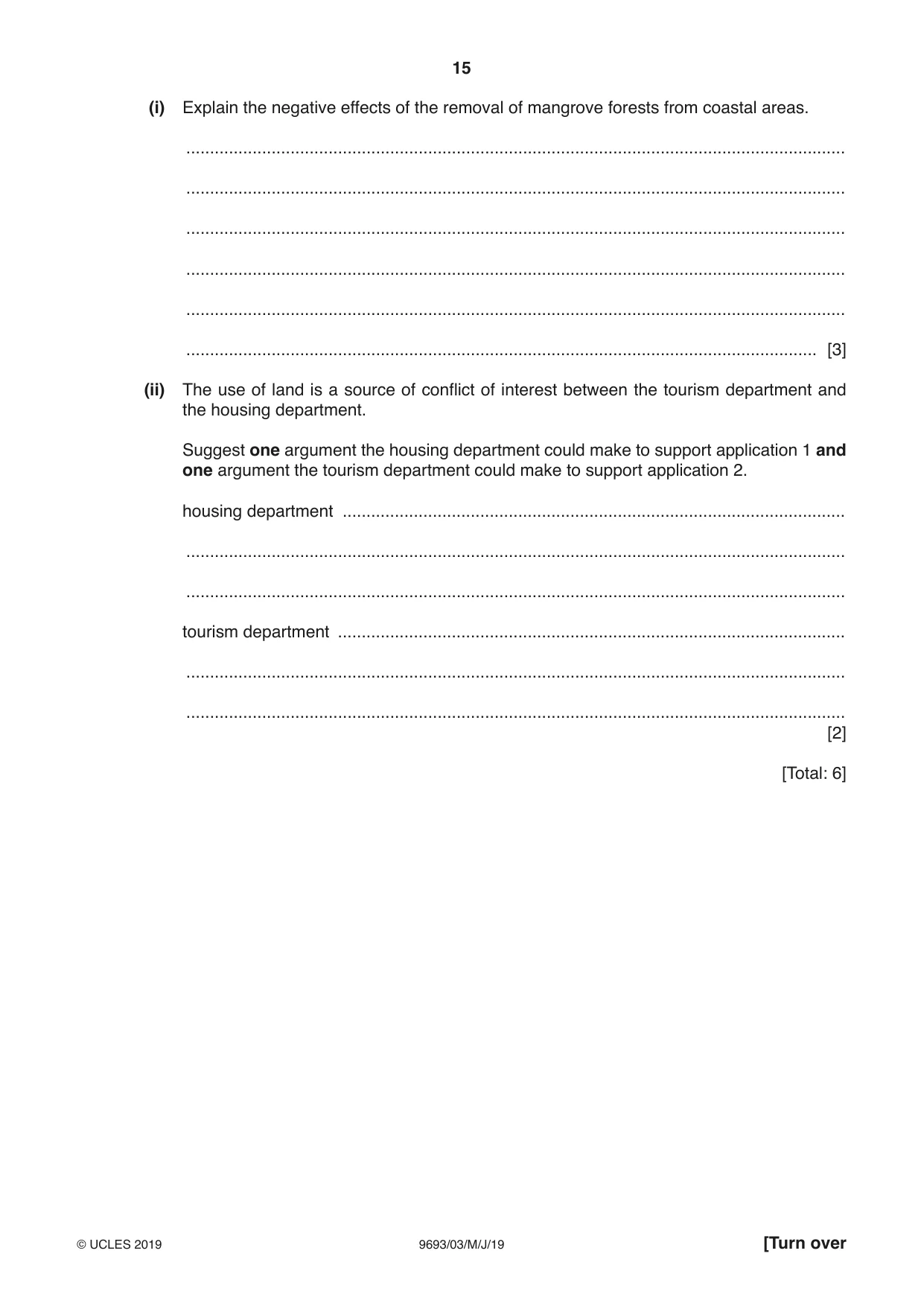 Cambridge A Level Marine Science 9693 2019 May/June Paper 3 · Variant 1 question paper, page 15 of 20