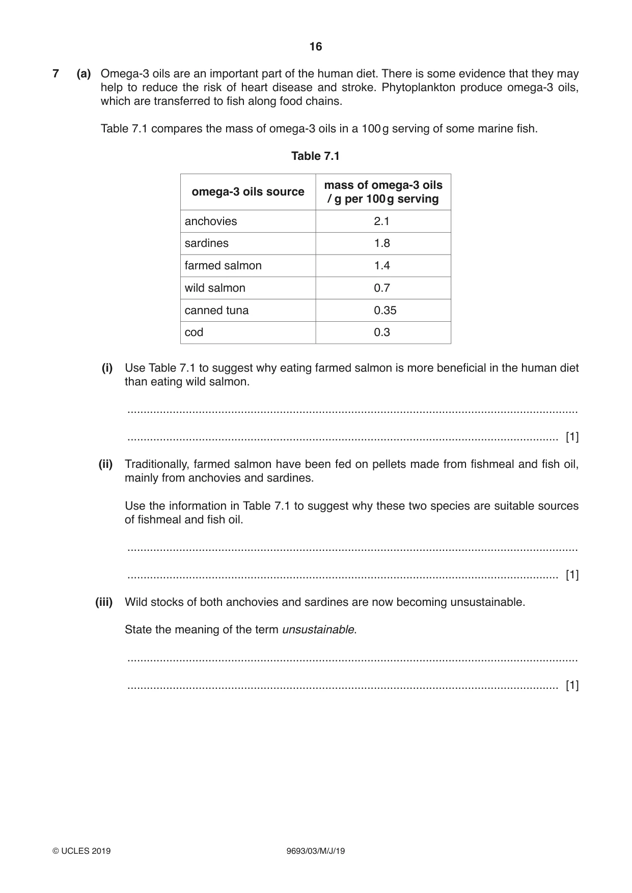 Cambridge A Level Marine Science 9693 2019 May/June Paper 3 · Variant 1 question paper, page 16 of 20