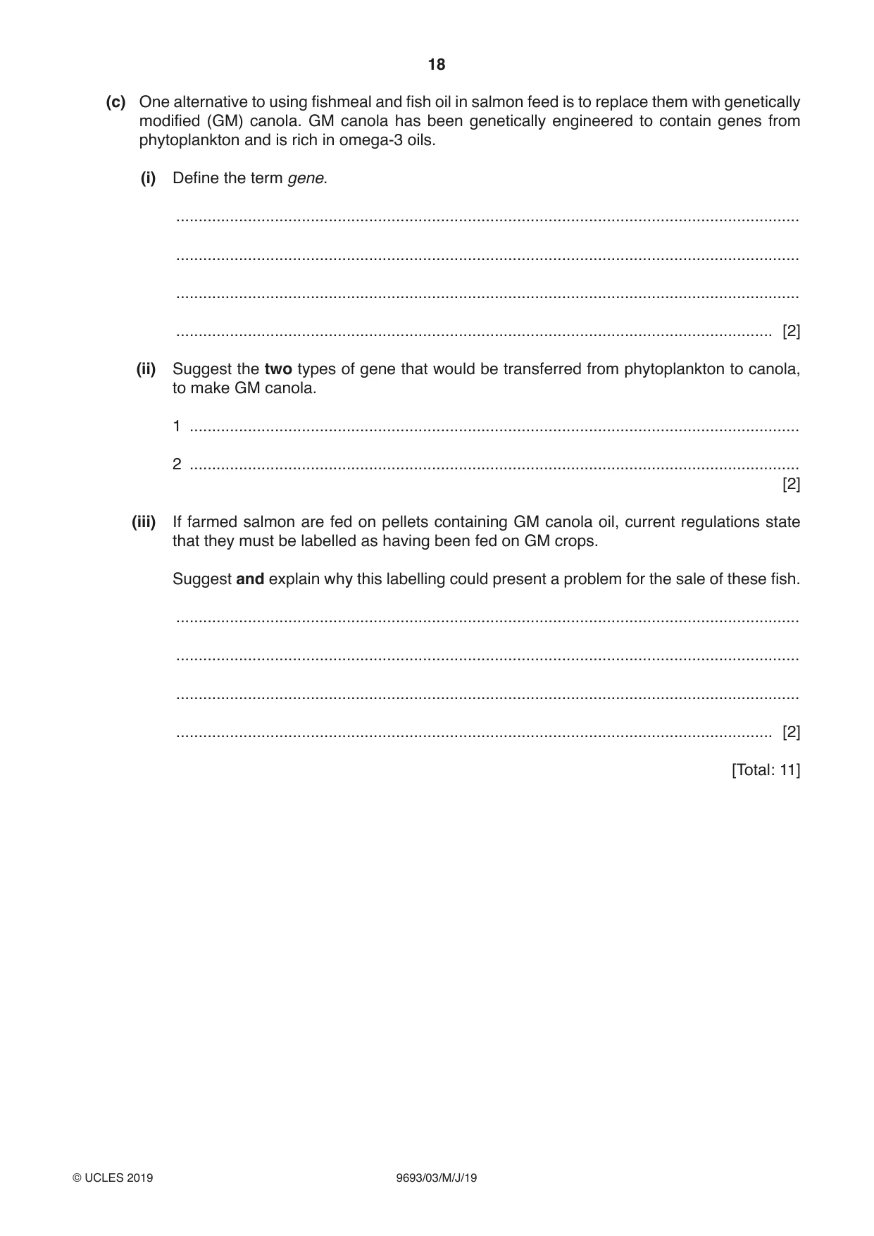 Cambridge A Level Marine Science 9693 2019 May/June Paper 3 · Variant 1 question paper, page 18 of 20