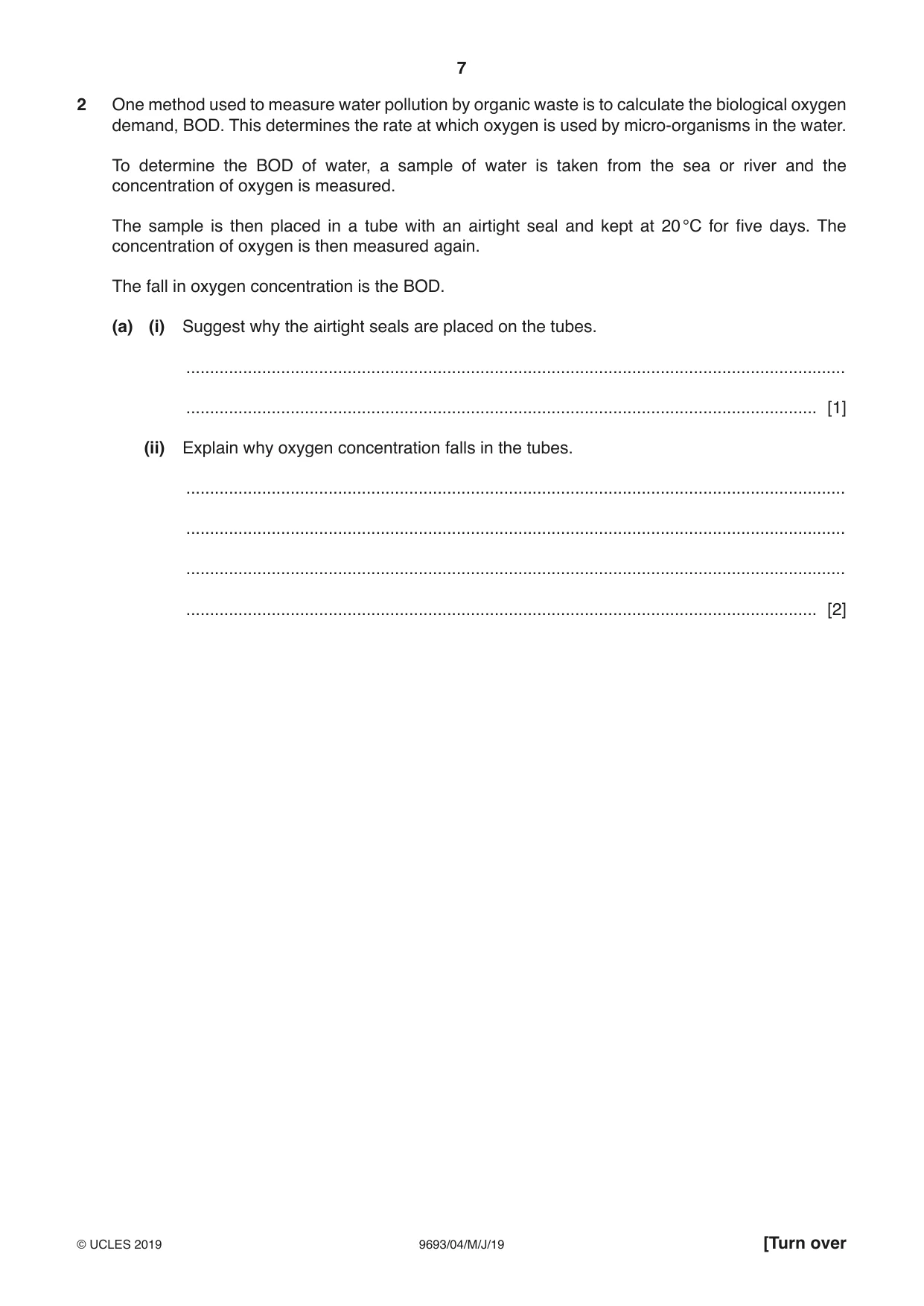 Cambridge A Level Marine Science 9693 2019 May/June Paper 4 · Variant 1 question paper, page 7 of 16