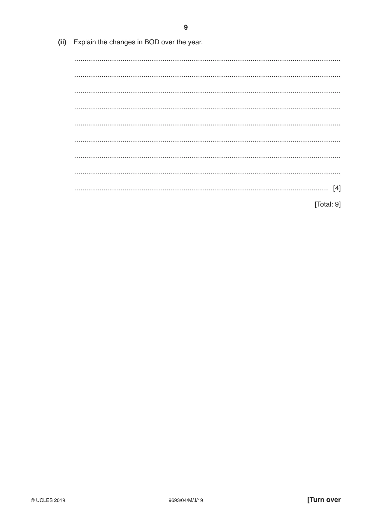 Cambridge A Level Marine Science 9693 2019 May/June Paper 4 · Variant 1 question paper, page 9 of 16