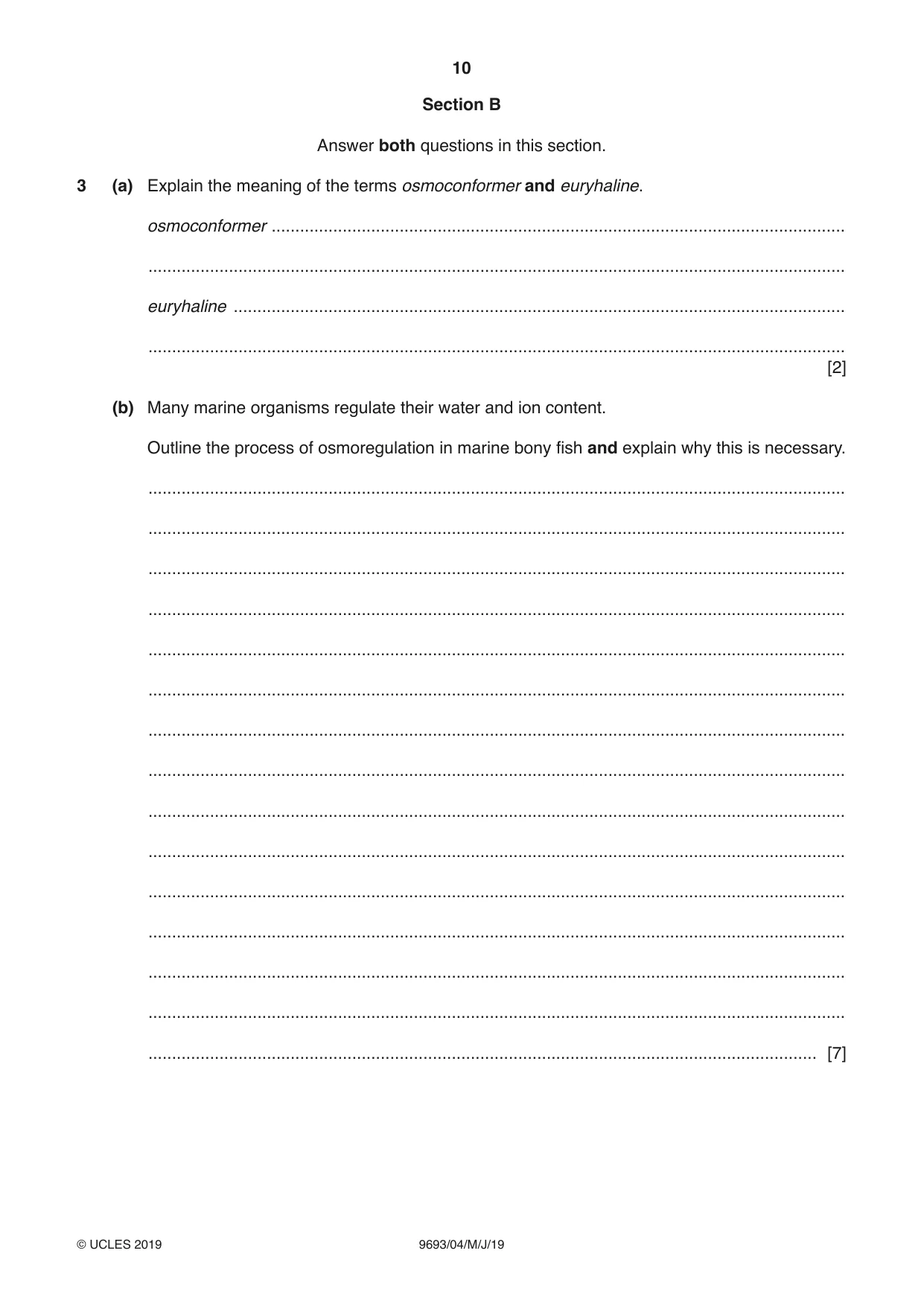 Cambridge A Level Marine Science 9693 2019 May/June Paper 4 · Variant 1 question paper, page 10 of 16