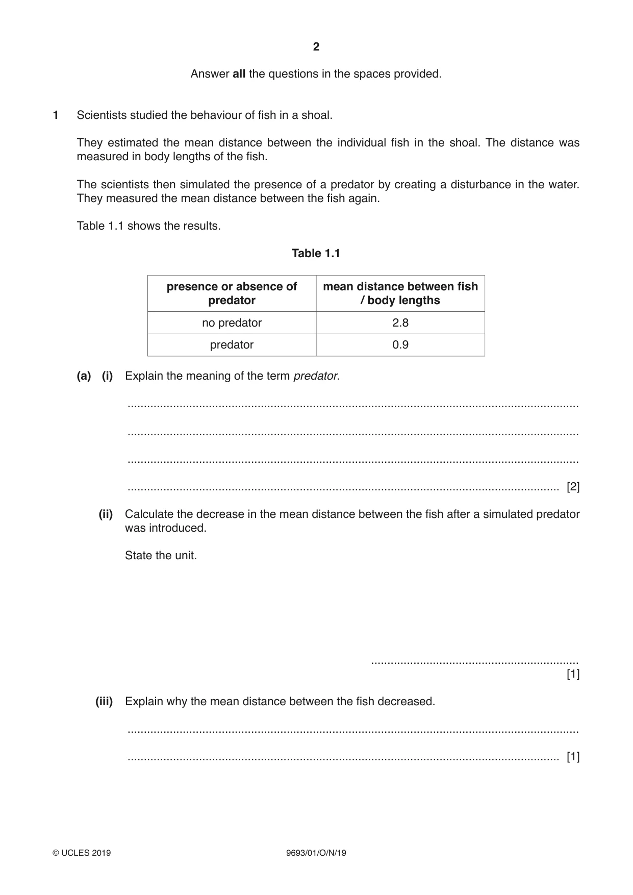 Cambridge A Level Marine Science 9693 2019 Oct/Nov Paper 1 · Variant 0 question paper, page 2 of 20