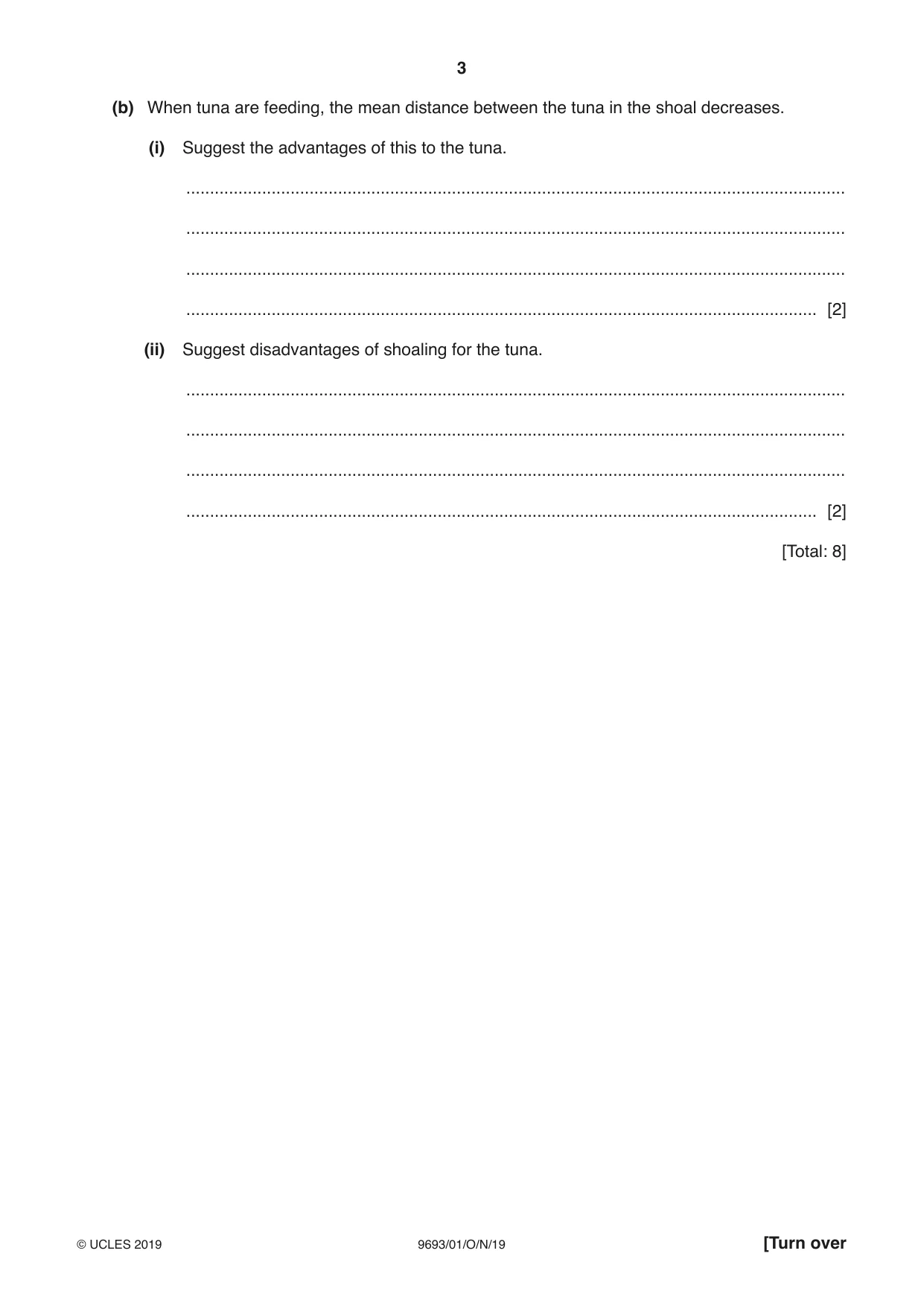 Cambridge A Level Marine Science 9693 2019 Oct/Nov Paper 1 · Variant 0 question paper, page 3 of 20