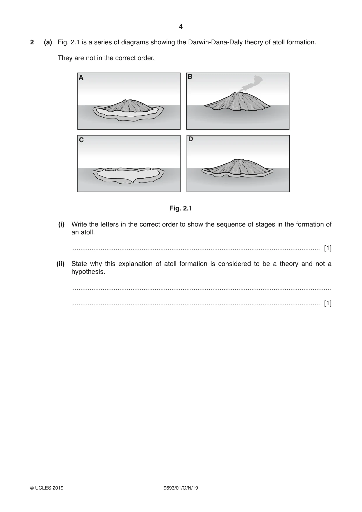 Cambridge A Level Marine Science 9693 2019 Oct/Nov Paper 1 · Variant 0 question paper, page 4 of 20