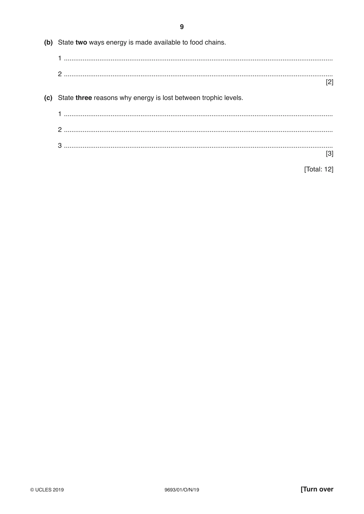 Cambridge A Level Marine Science 9693 2019 Oct/Nov Paper 1 · Variant 0 question paper, page 9 of 20