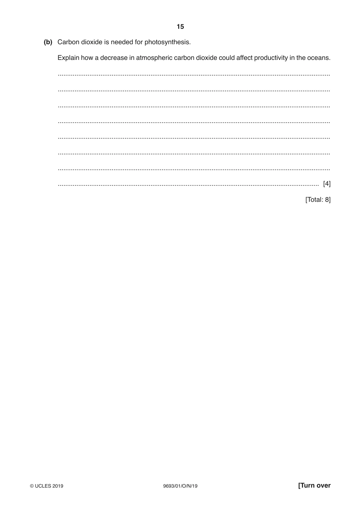 Cambridge A Level Marine Science 9693 2019 Oct/Nov Paper 1 · Variant 0 question paper, page 15 of 20