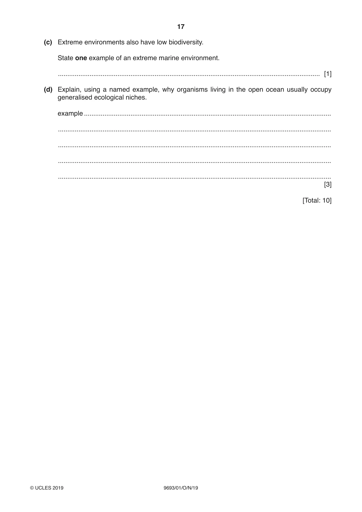 Cambridge A Level Marine Science 9693 2019 Oct/Nov Paper 1 · Variant 0 question paper, page 17 of 20