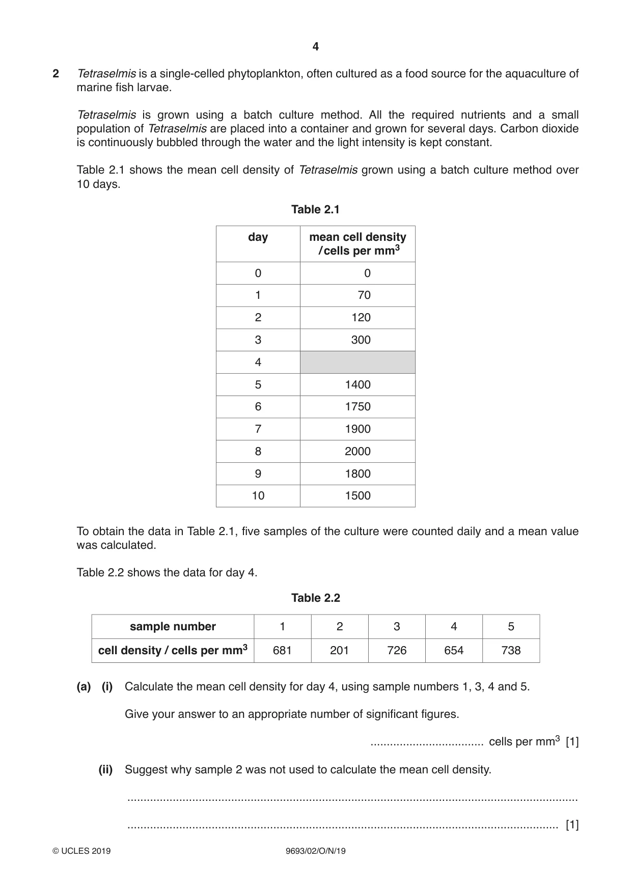 Cambridge A Level Marine Science 9693 2019 Oct/Nov Paper 2 · Variant 0 question paper, page 4 of 12