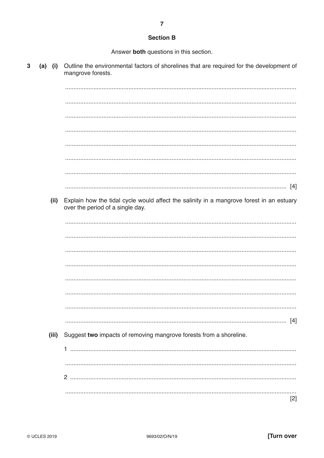 Cambridge A Level Marine Science 9693 2019 Oct/Nov Paper 2 · Variant 0 question paper, page 7 of 12
