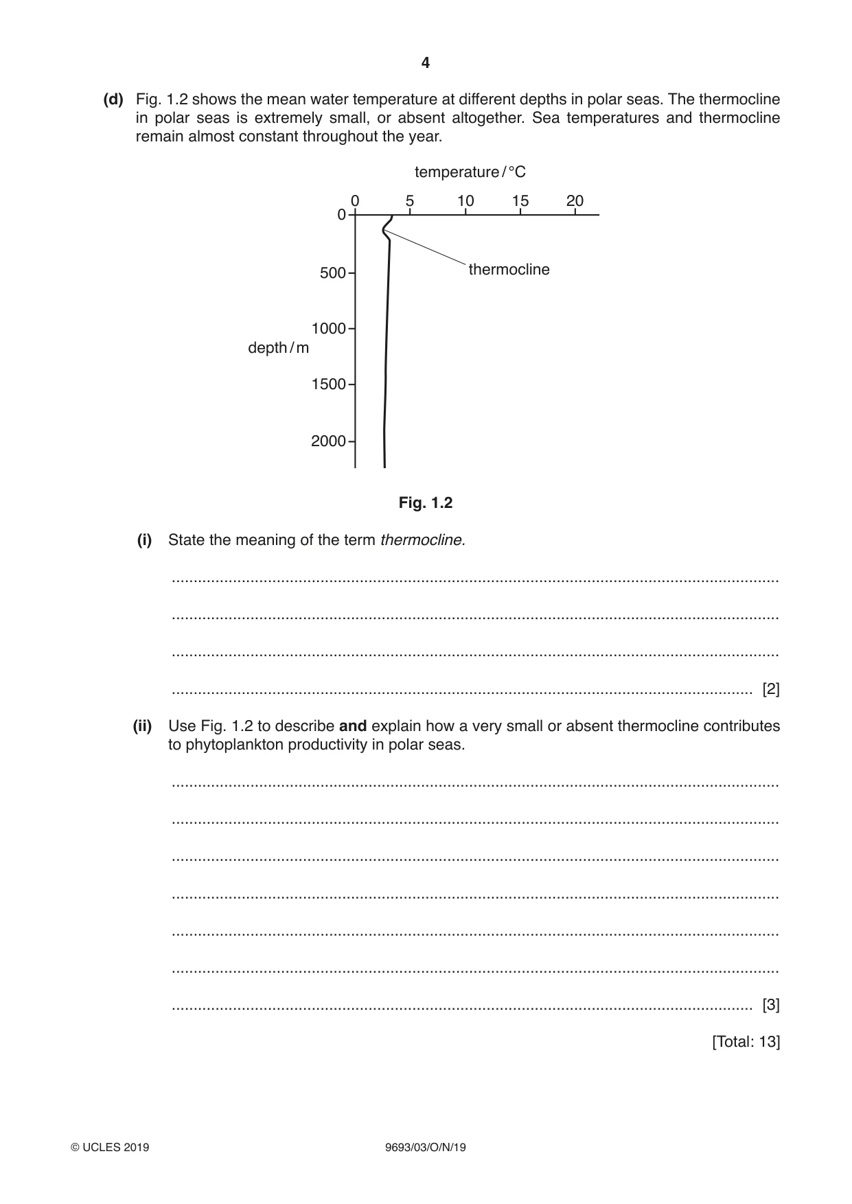 Cambridge A Level Marine Science 9693 2019 Oct/Nov Paper 3 · Variant 0 question paper, page 4 of 20