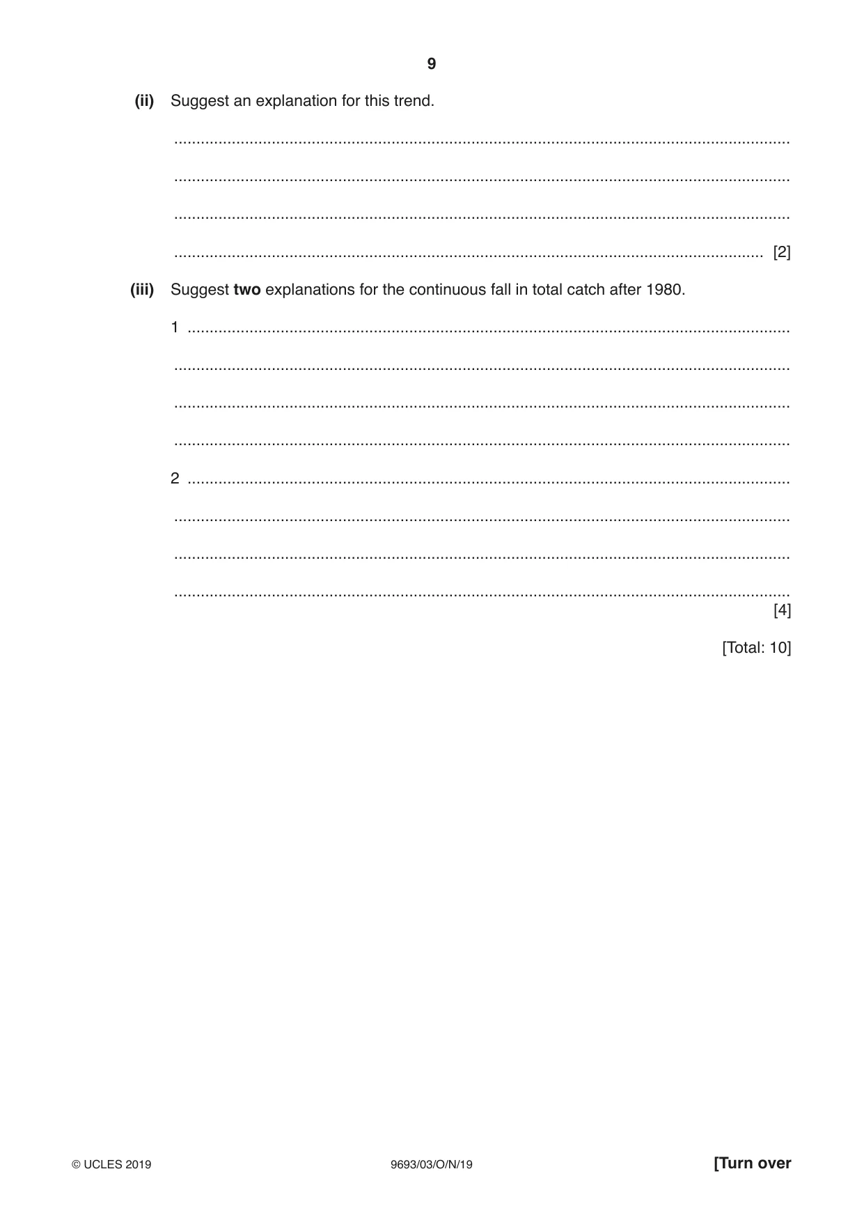 Cambridge A Level Marine Science 9693 2019 Oct/Nov Paper 3 · Variant 0 question paper, page 9 of 20