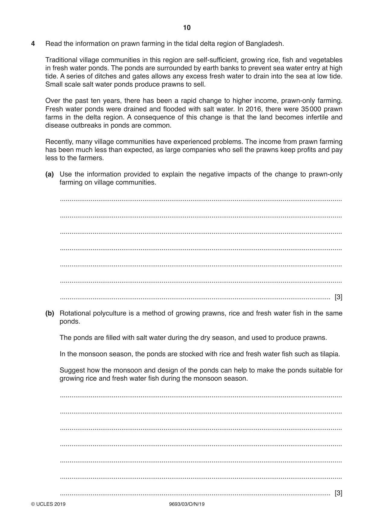 Cambridge A Level Marine Science 9693 2019 Oct/Nov Paper 3 · Variant 0 question paper, page 10 of 20