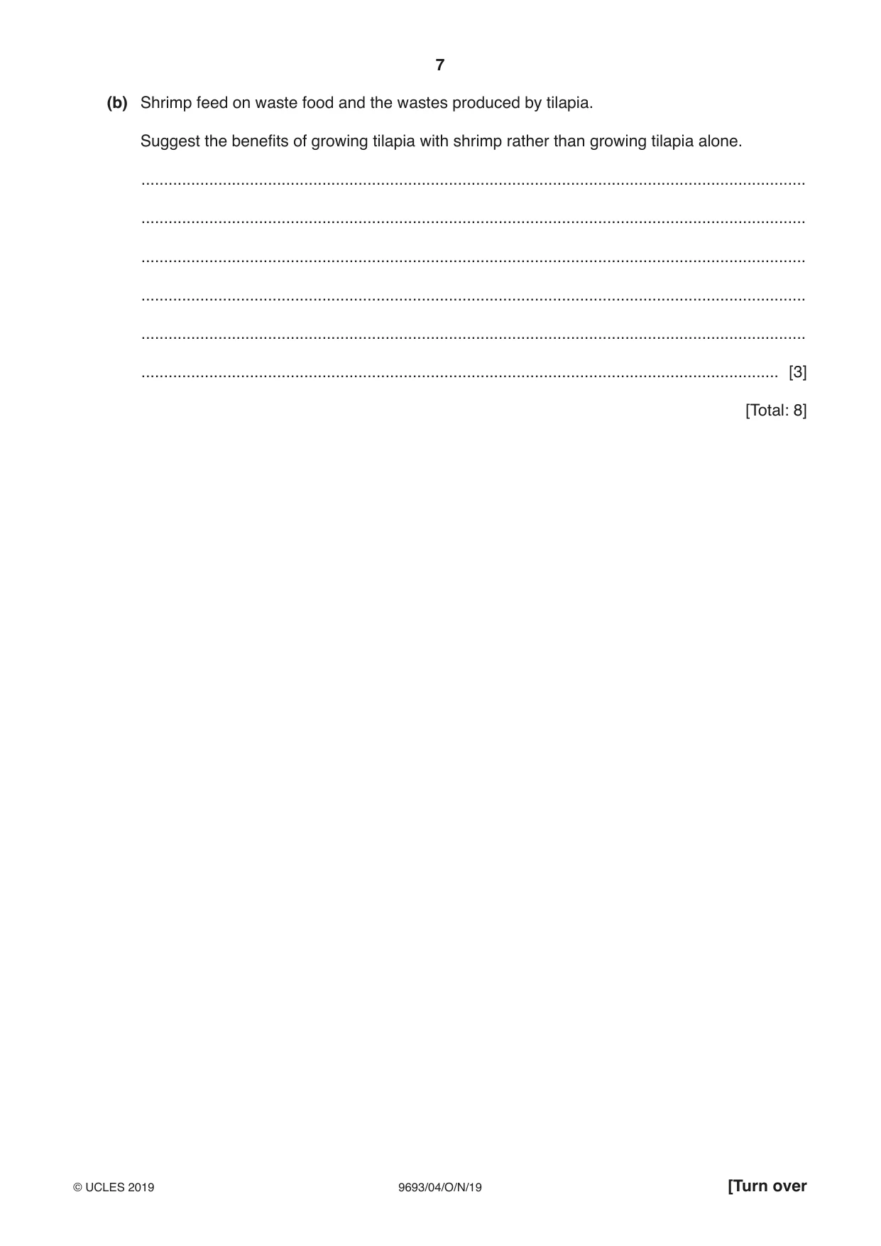 Cambridge A Level Marine Science 9693 2019 Oct/Nov Paper 4 · Variant 0 question paper, page 7 of 12
