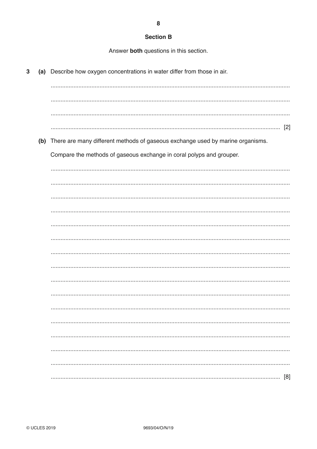 Cambridge A Level Marine Science 9693 2019 Oct/Nov Paper 4 · Variant 0 question paper, page 8 of 12