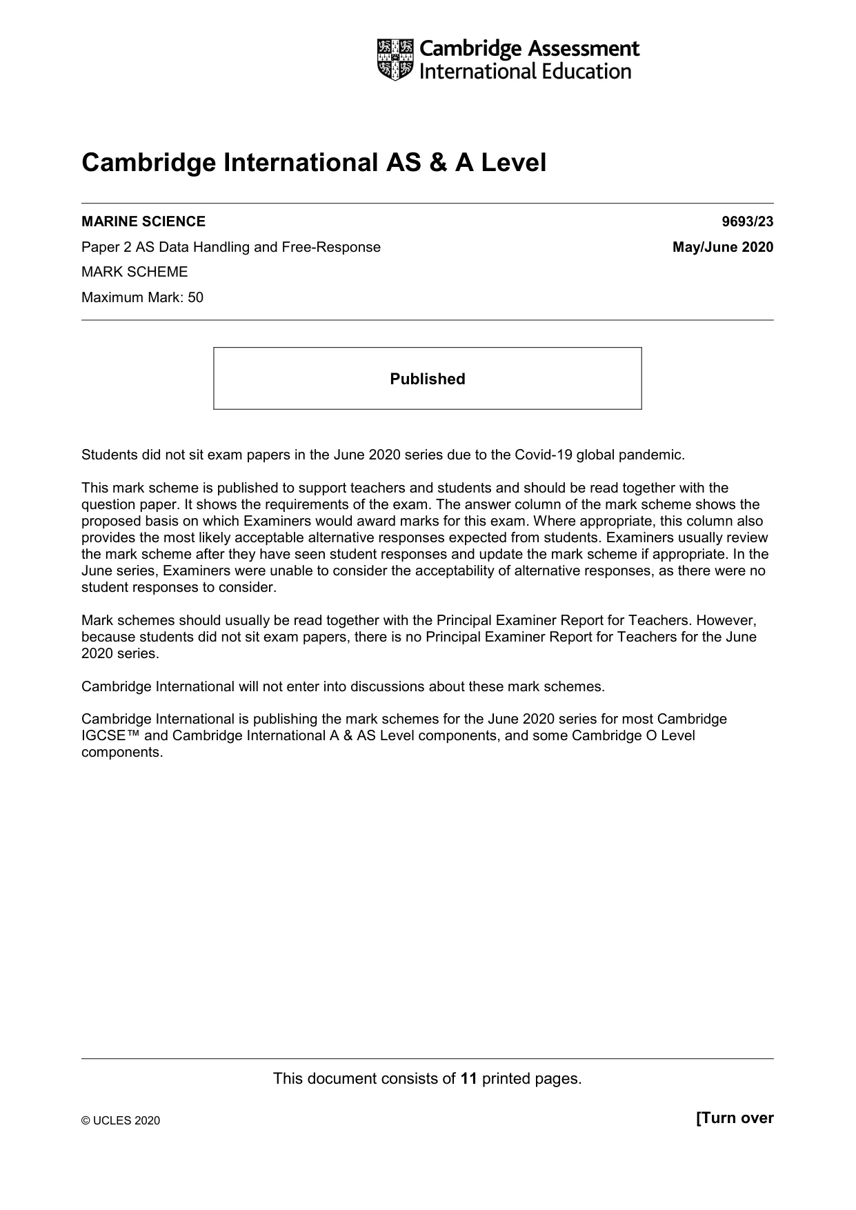 Mark scheme, page 1 of 11