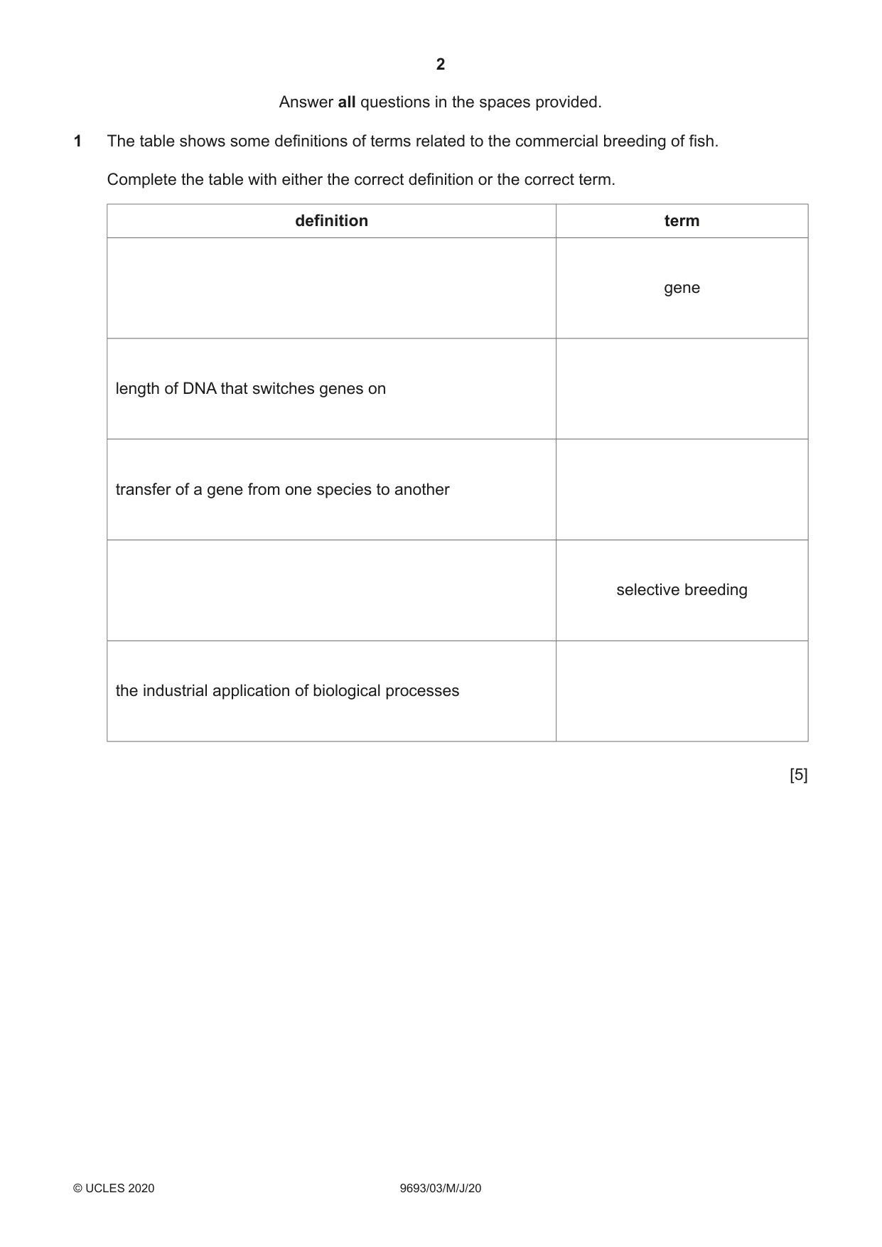 Cambridge A Level Marine Science 9693 2020 May/June Paper 3 · Variant 0 question paper, page 2 of 20