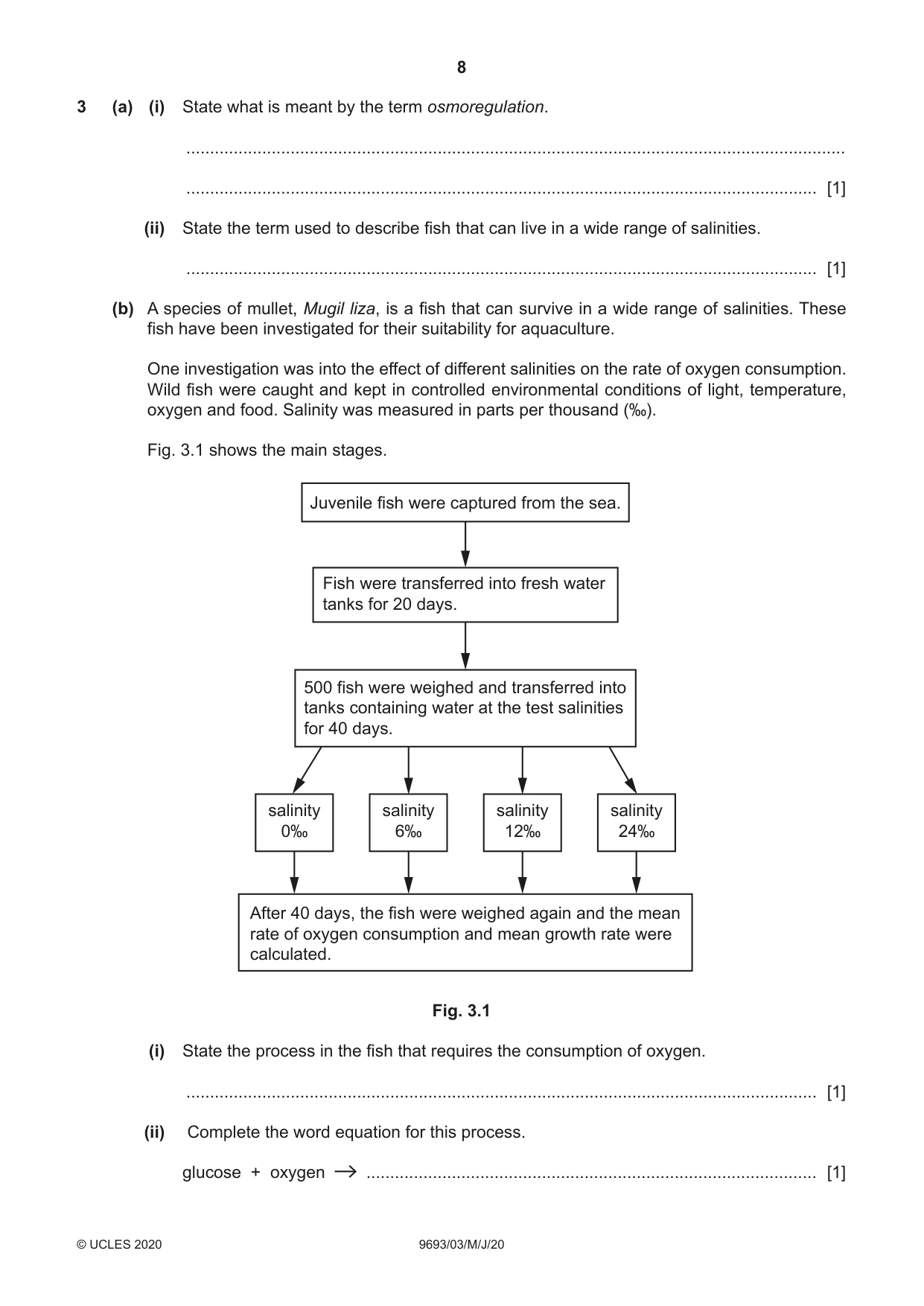 Cambridge A Level Marine Science 9693 2020 May/June Paper 3 · Variant 0 question paper, page 8 of 20