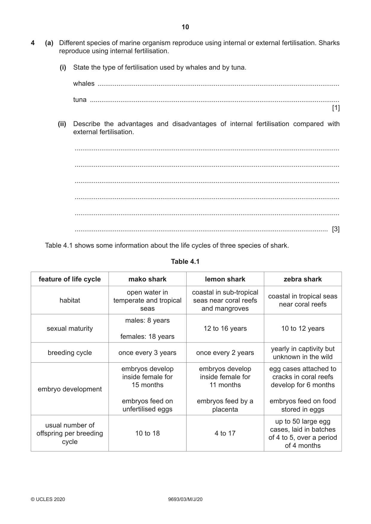 Cambridge A Level Marine Science 9693 2020 May/June Paper 3 · Variant 0 question paper, page 10 of 20