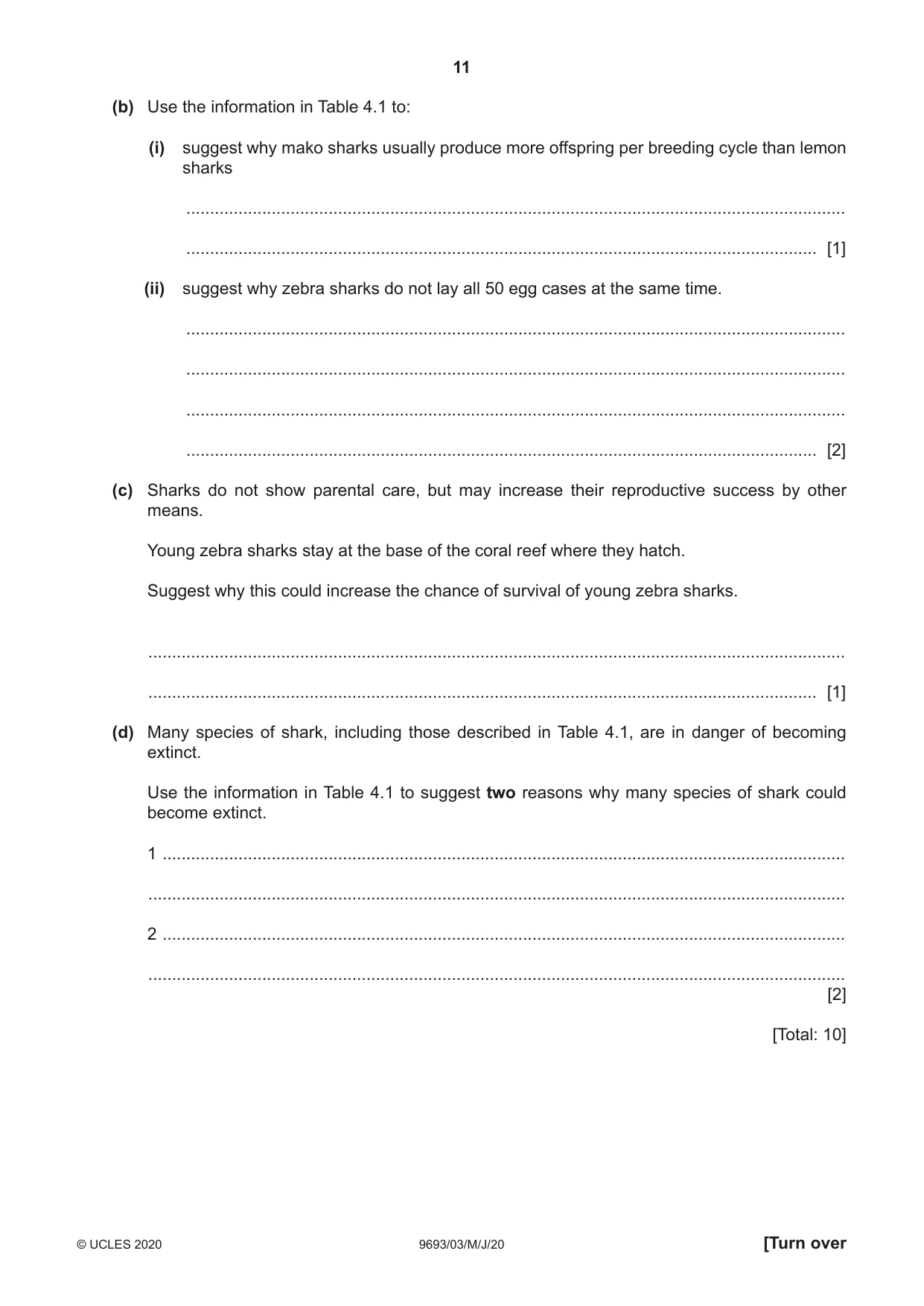 Cambridge A Level Marine Science 9693 2020 May/June Paper 3 · Variant 0 question paper, page 11 of 20