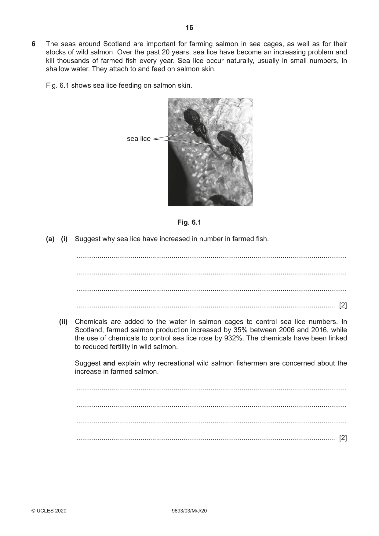 Cambridge A Level Marine Science 9693 2020 May/June Paper 3 · Variant 0 question paper, page 16 of 20