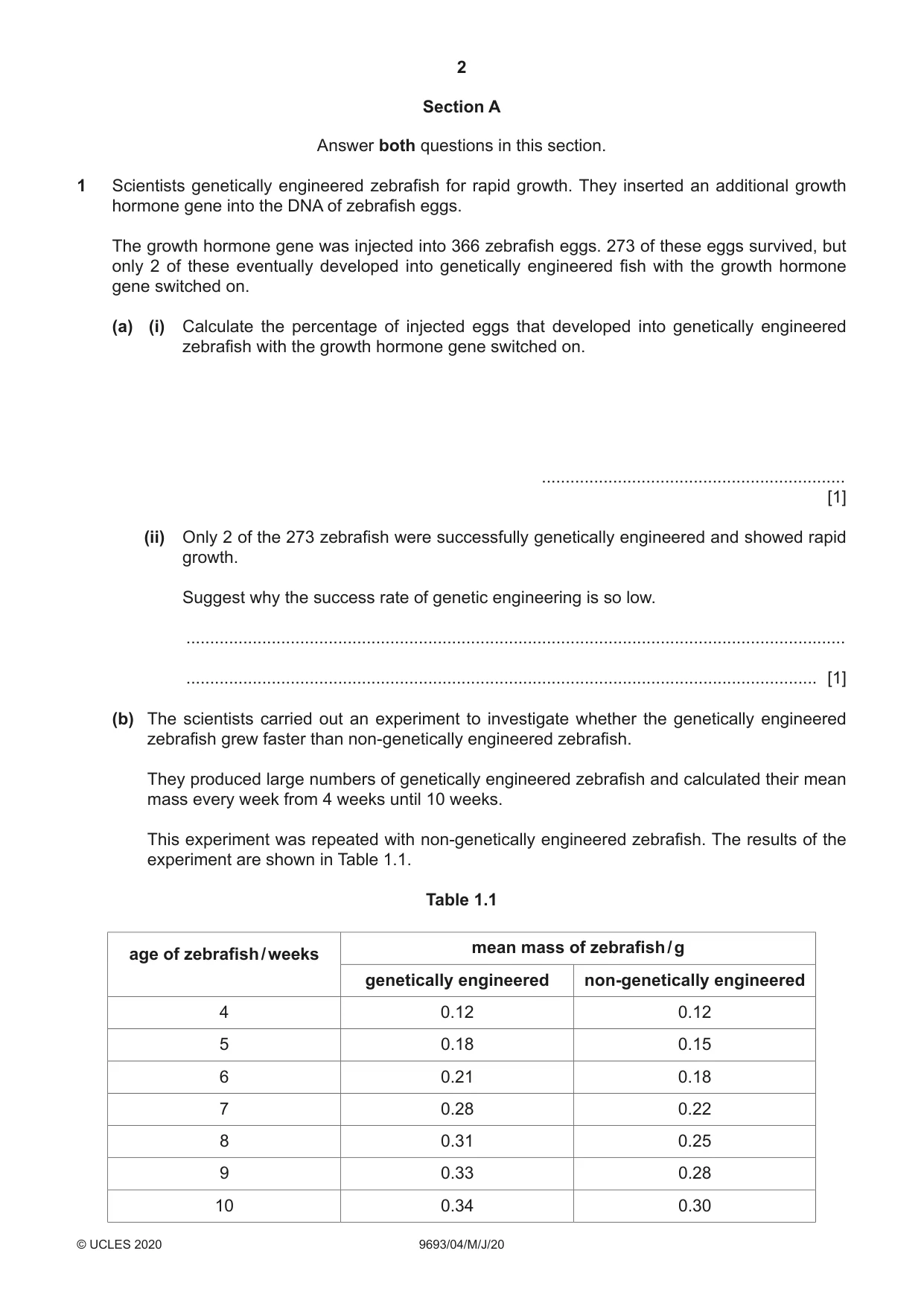 Cambridge A Level Marine Science 9693 2020 May/June Paper 4 · Variant 0 question paper, page 2 of 12