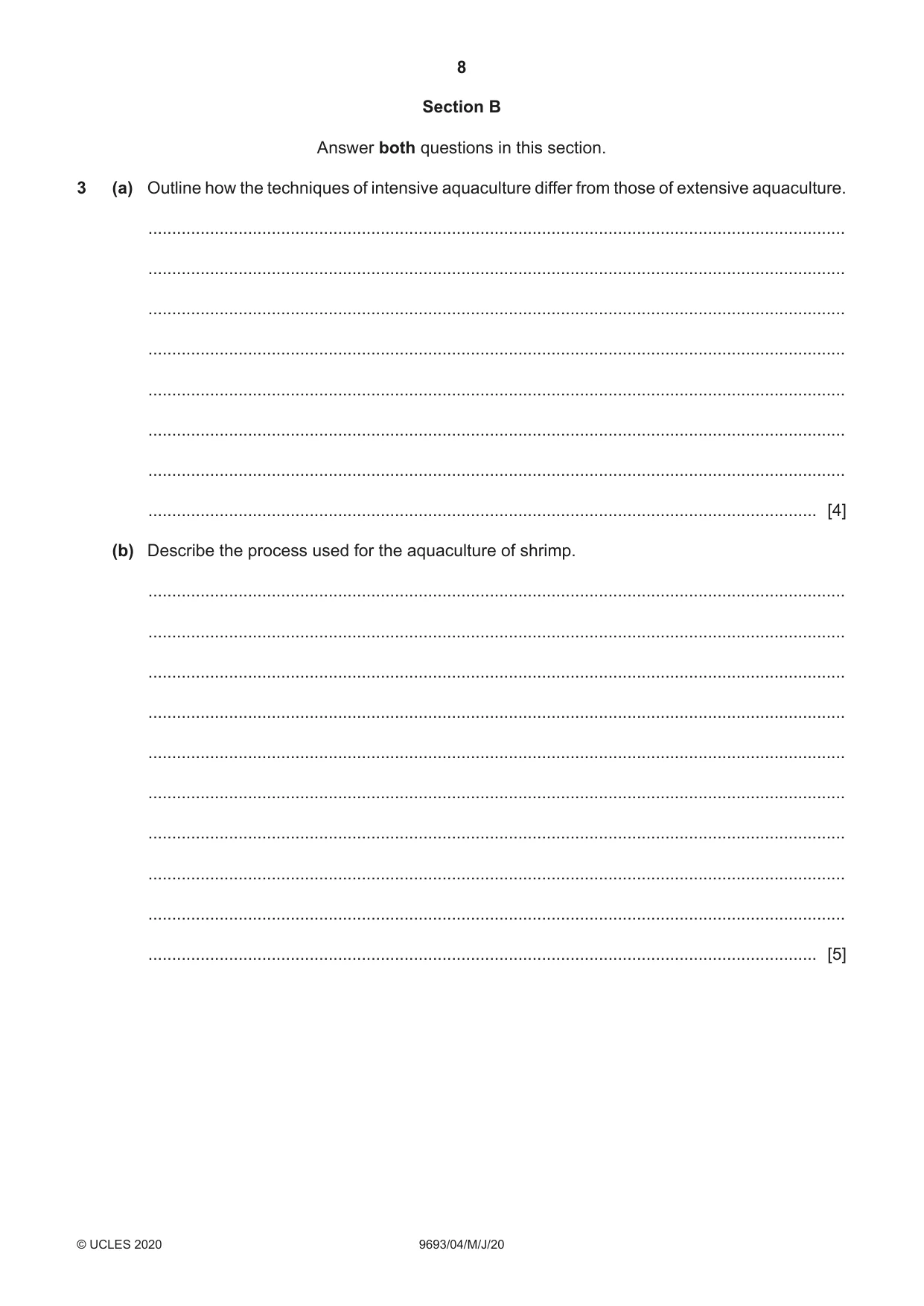 Cambridge A Level Marine Science 9693 2020 May/June Paper 4 · Variant 0 question paper, page 8 of 12