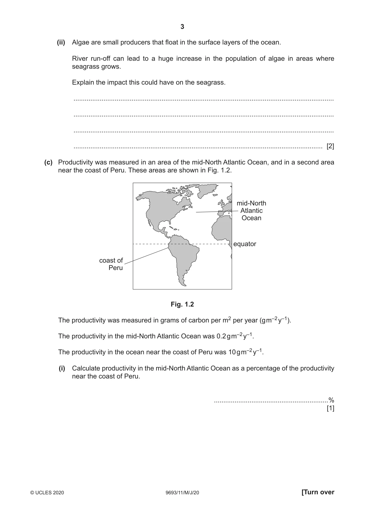 Cambridge A Level Marine Science 9693 2020 May/June Paper 1 · Variant 1 question paper, page 3 of 16