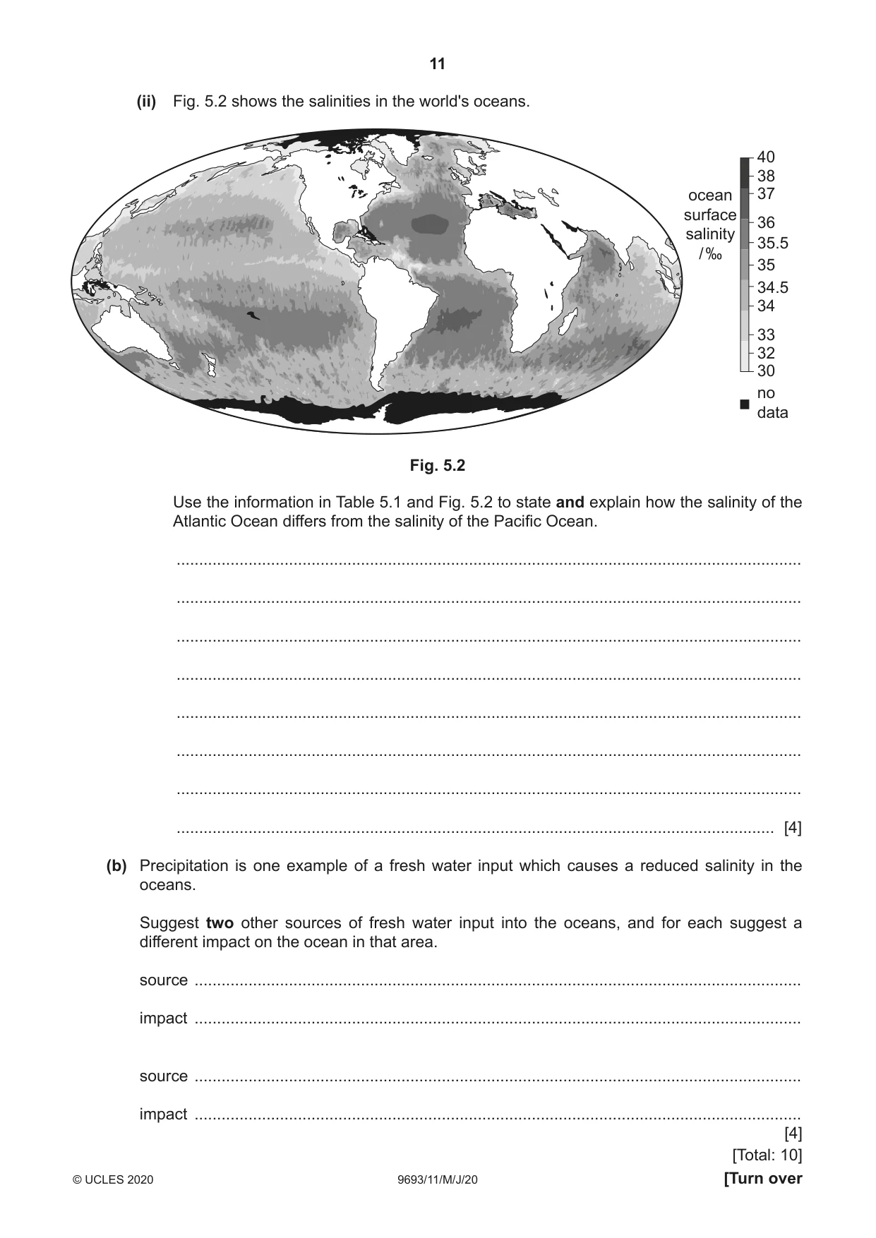 Cambridge A Level Marine Science 9693 2020 May/June Paper 1 · Variant 1 question paper, page 11 of 16