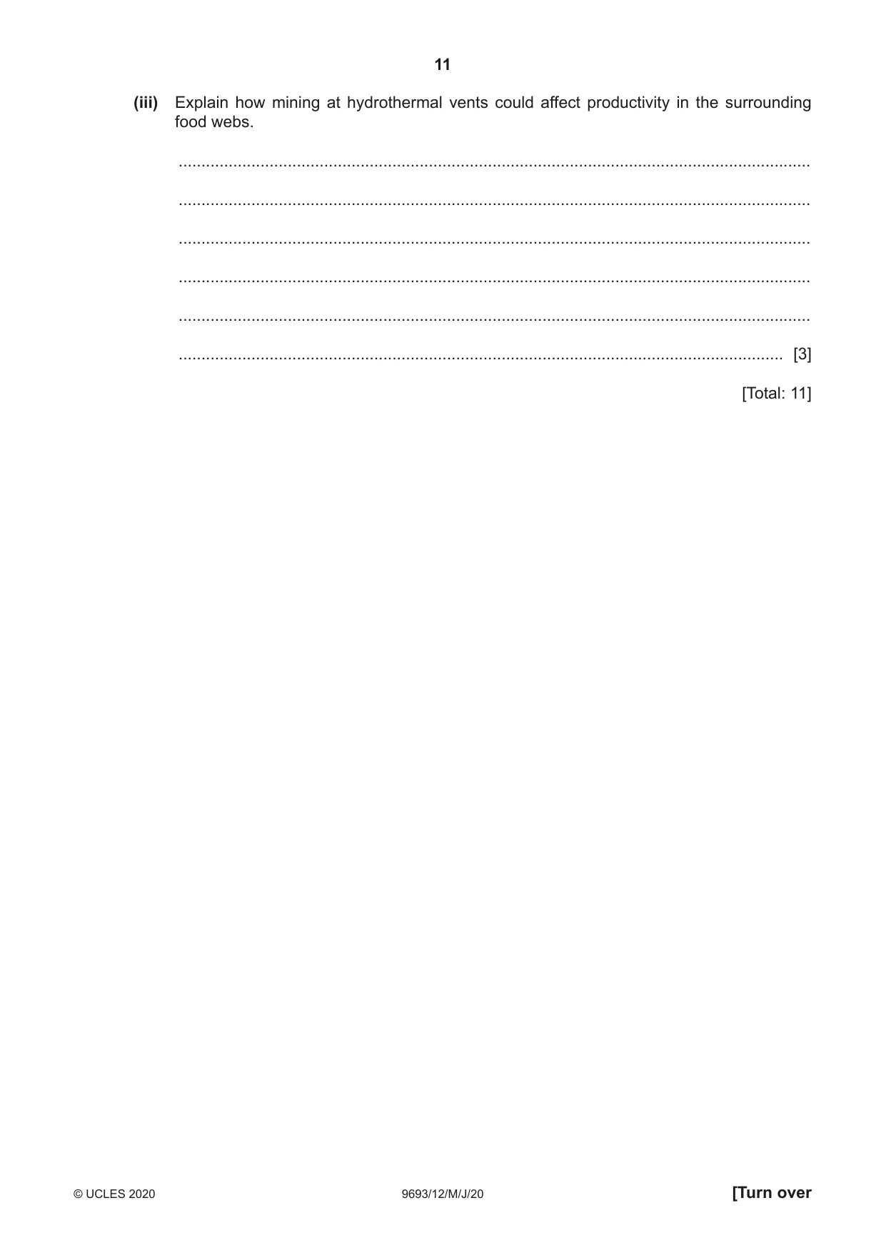 Cambridge A Level Marine Science 9693 2020 May/June Paper 1 · Variant 2 question paper, page 11 of 20
