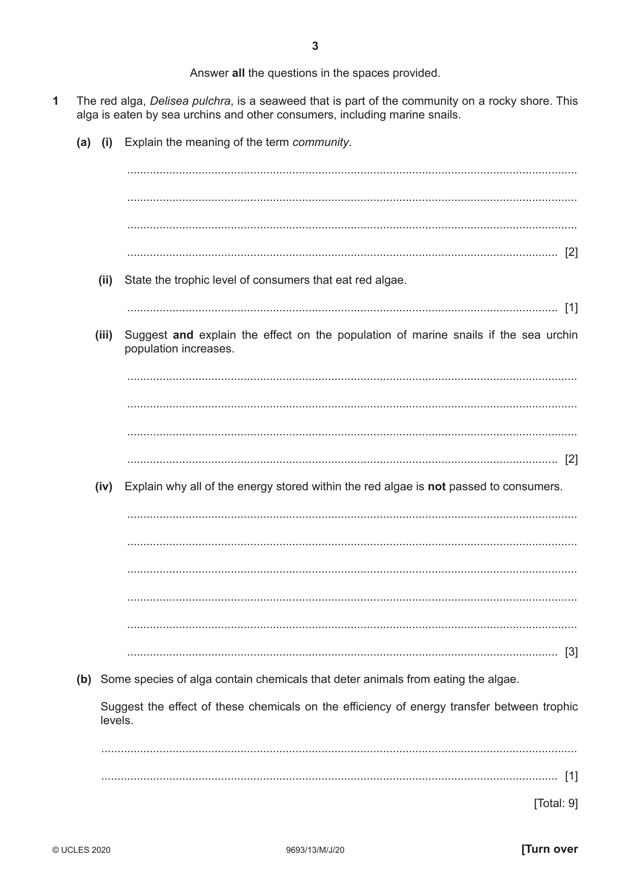 Cambridge A Level Marine Science 9693 2020 May/June Paper 1 · Variant 3 question paper, page 3 of 20
