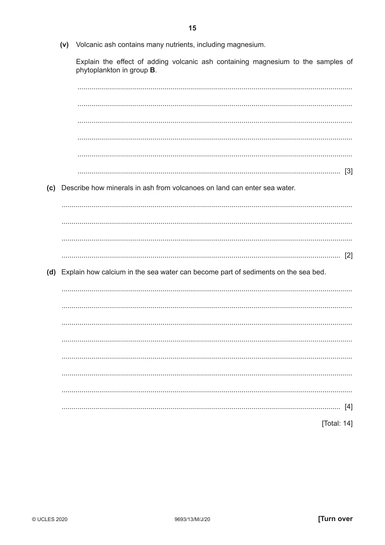 Cambridge A Level Marine Science 9693 2020 May/June Paper 1 · Variant 3 question paper, page 15 of 20