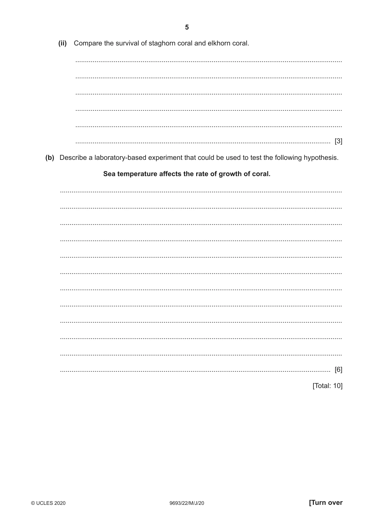 Cambridge A Level Marine Science 9693 2020 May/June Paper 2 · Variant 2 question paper, page 5 of 12