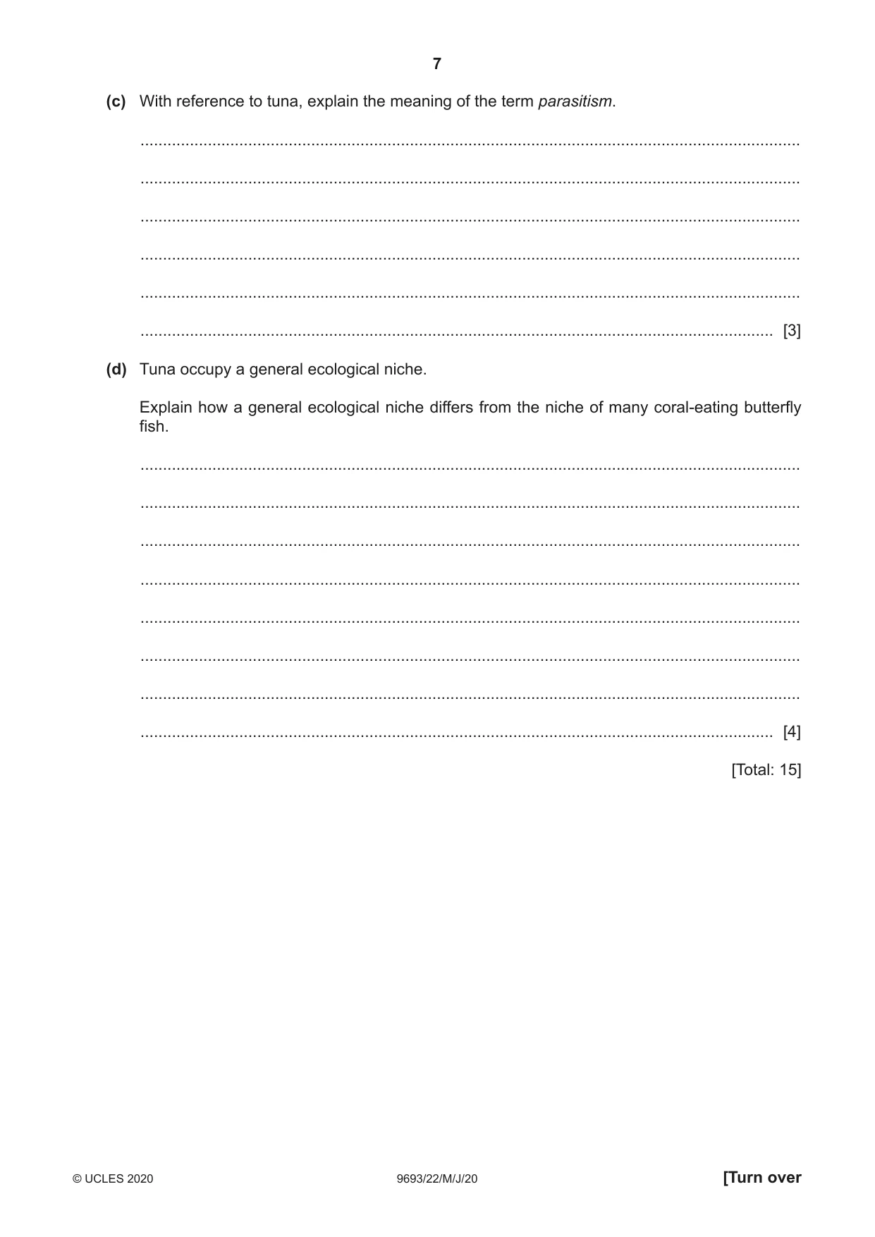 Cambridge A Level Marine Science 9693 2020 May/June Paper 2 · Variant 2 question paper, page 7 of 12
