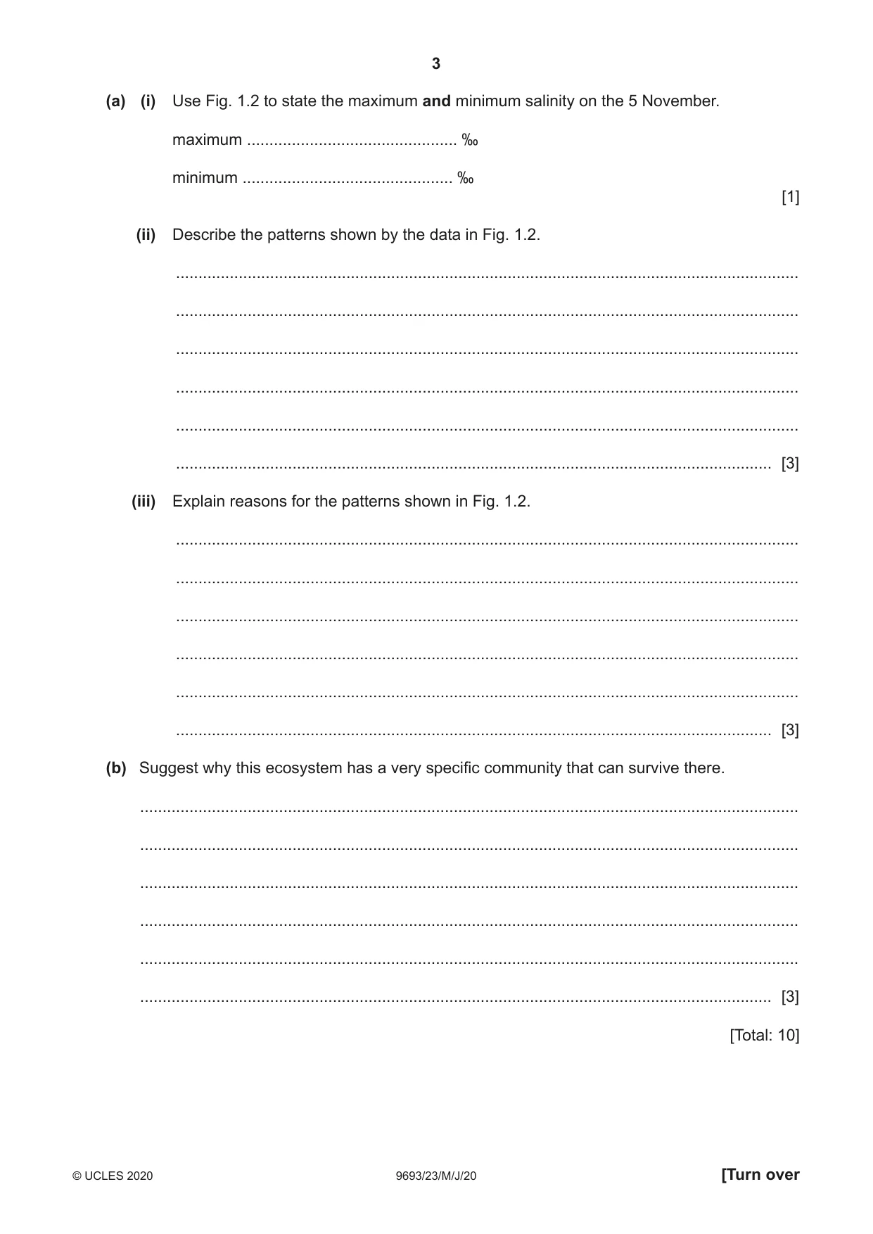Cambridge A Level Marine Science 9693 2020 May/June Paper 2 · Variant 3 question paper, page 3 of 12