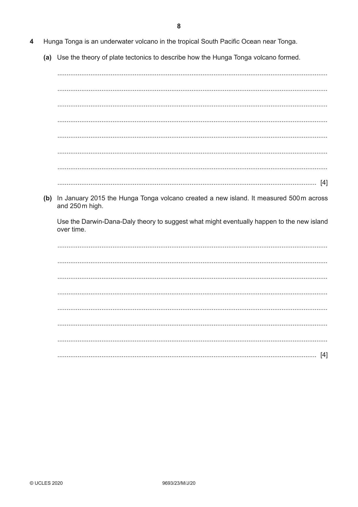 Cambridge A Level Marine Science 9693 2020 May/June Paper 2 · Variant 3 question paper, page 8 of 12