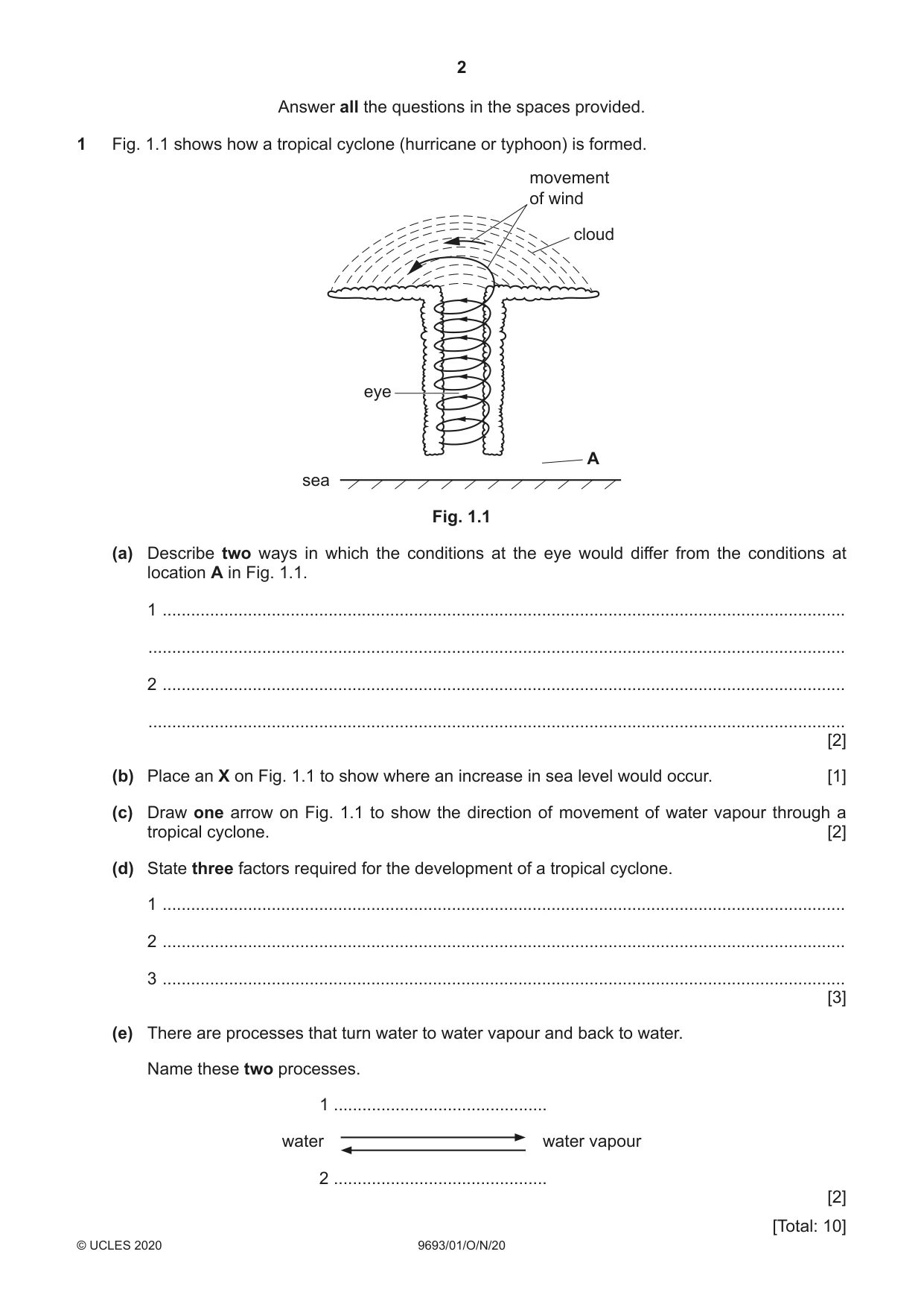Cambridge A Level Marine Science 9693 2020 Oct/Nov Paper 1 · Variant 0 question paper, page 2 of 16