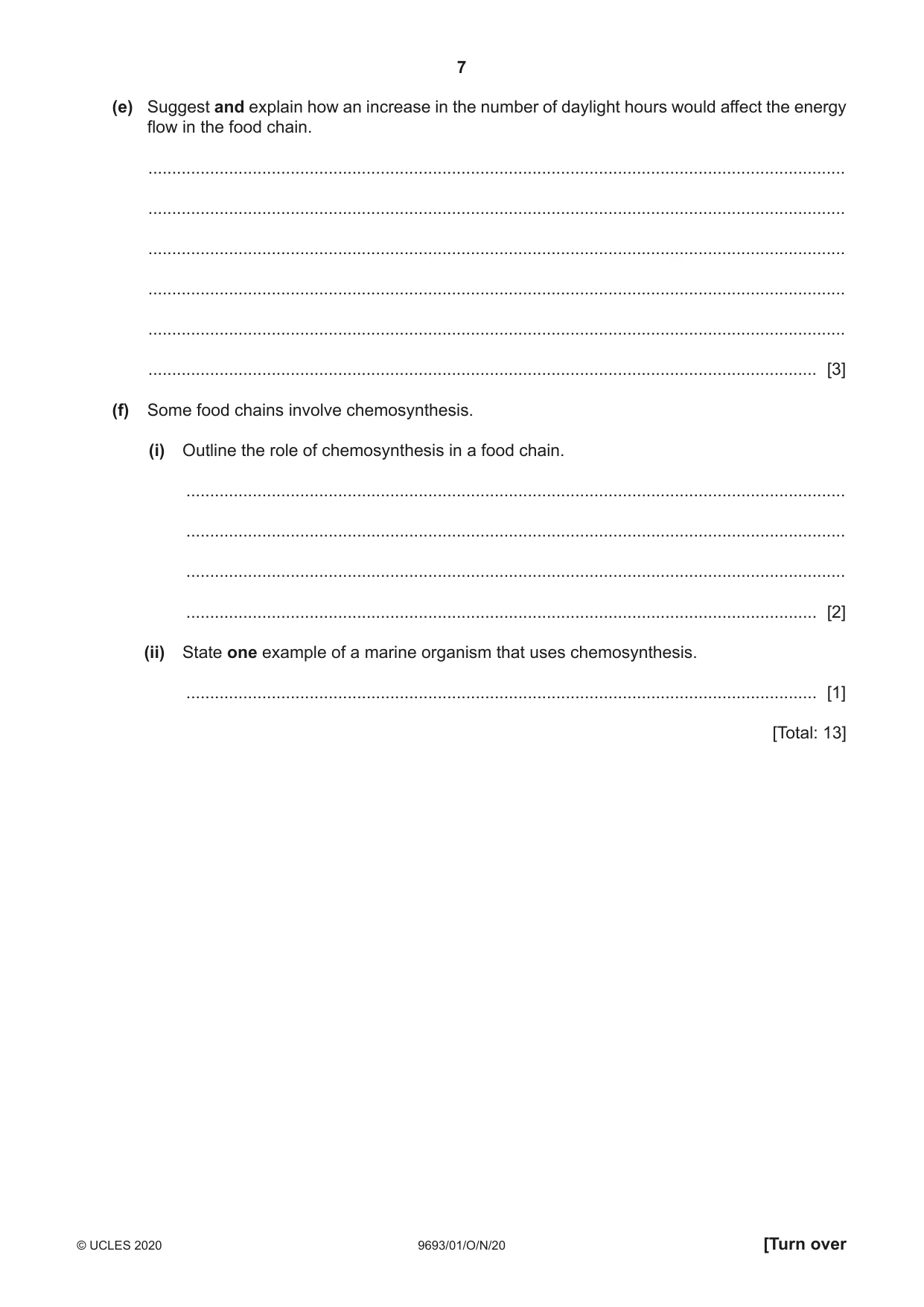 Cambridge A Level Marine Science 9693 2020 Oct/Nov Paper 1 · Variant 0 question paper, page 7 of 16