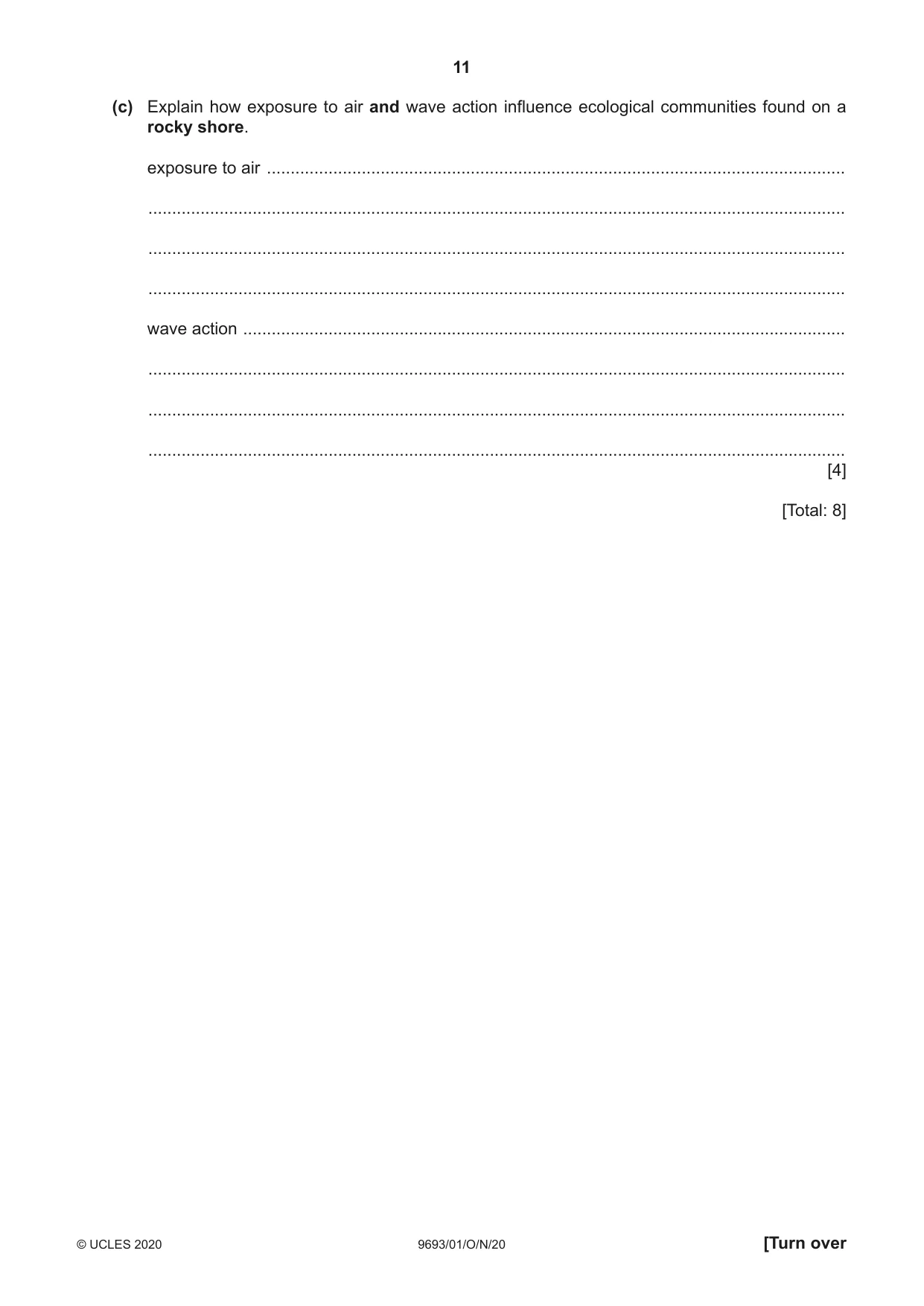 Cambridge A Level Marine Science 9693 2020 Oct/Nov Paper 1 · Variant 0 question paper, page 11 of 16
