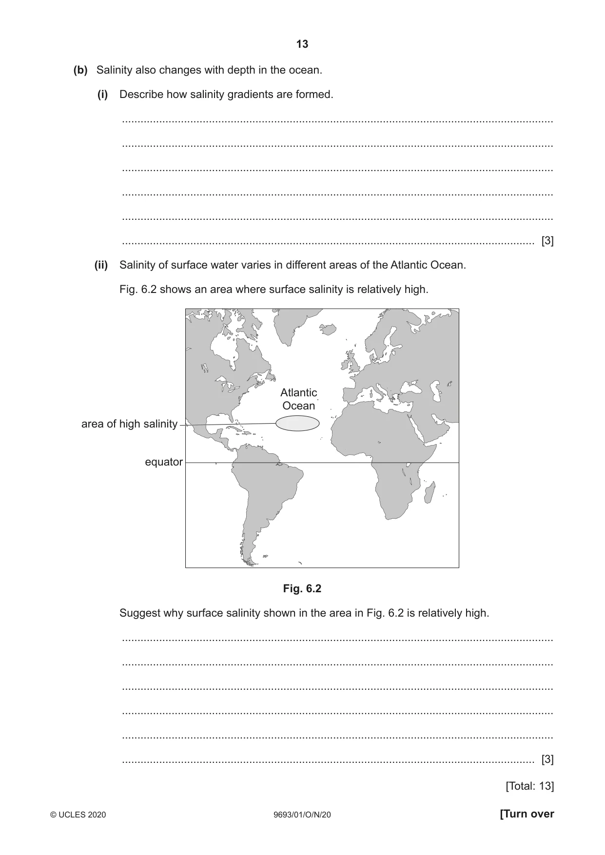 Cambridge A Level Marine Science 9693 2020 Oct/Nov Paper 1 · Variant 0 question paper, page 13 of 16