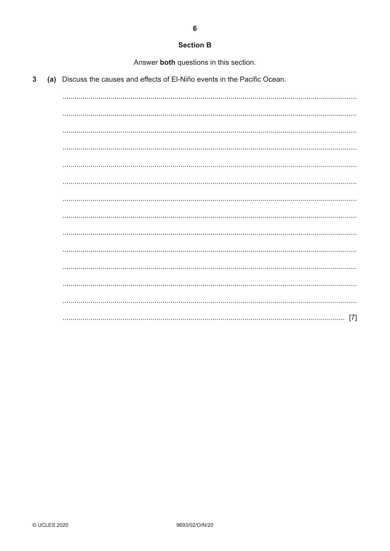 Cambridge A Level Marine Science 9693 2020 Oct/Nov Paper 2 · Variant 0 question paper, page 6 of 12