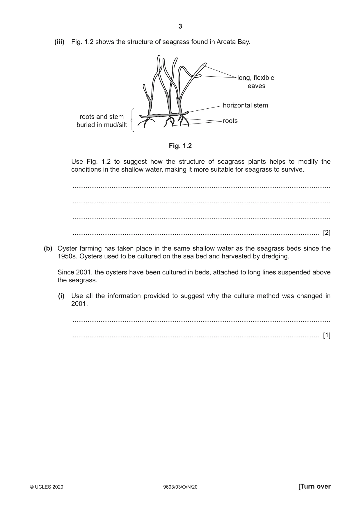 Cambridge A Level Marine Science 9693 2020 Oct/Nov Paper 3 · Variant 0 question paper, page 3 of 20