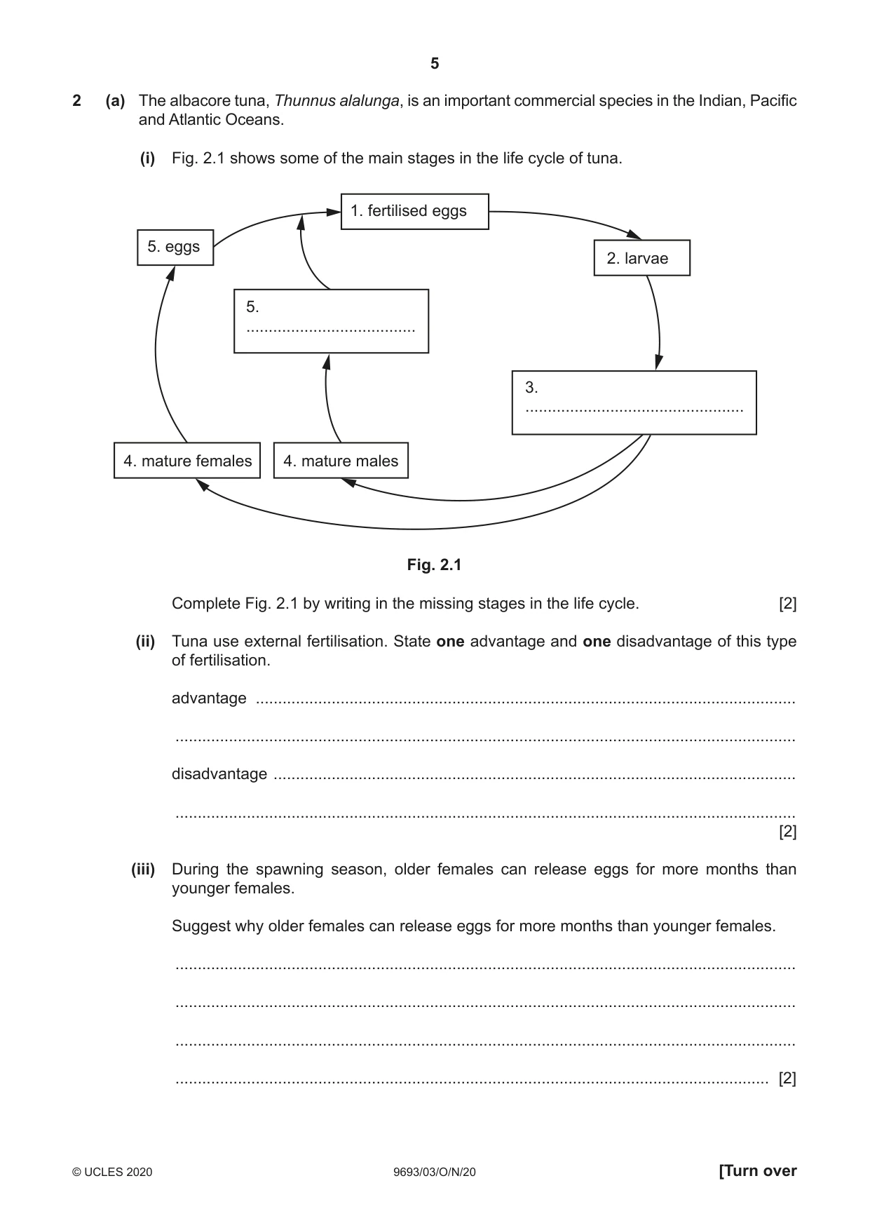 Cambridge A Level Marine Science 9693 2020 Oct/Nov Paper 3 · Variant 0 question paper, page 5 of 20