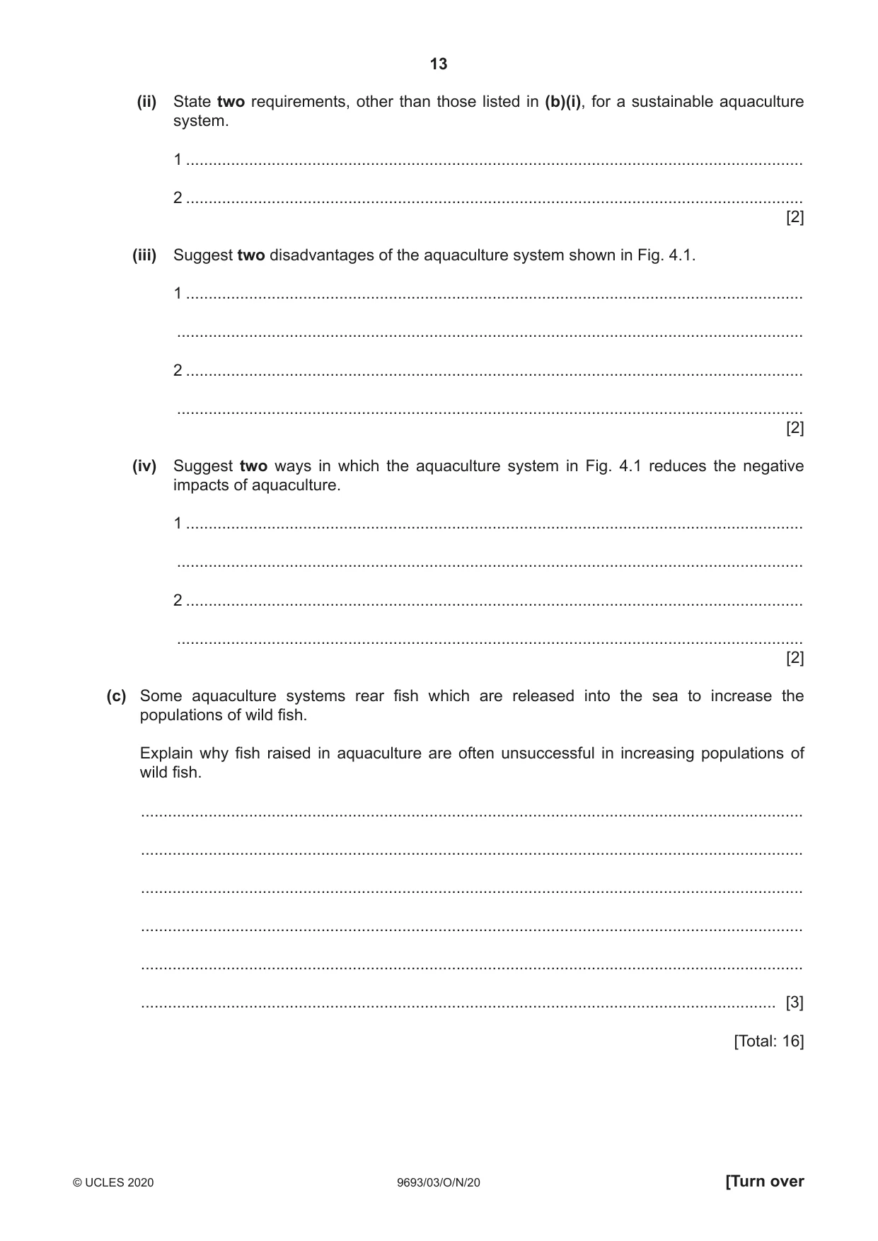 Cambridge A Level Marine Science 9693 2020 Oct/Nov Paper 3 · Variant 0 question paper, page 13 of 20