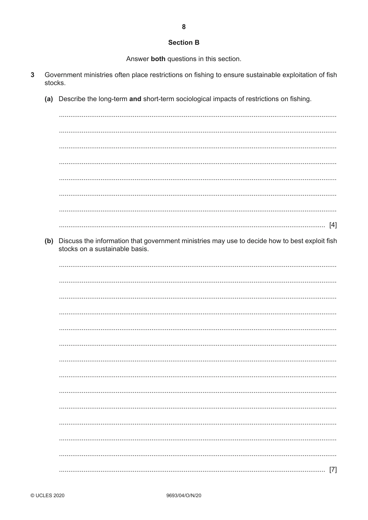 Cambridge A Level Marine Science 9693 2020 Oct/Nov Paper 4 · Variant 0 question paper, page 8 of 12
