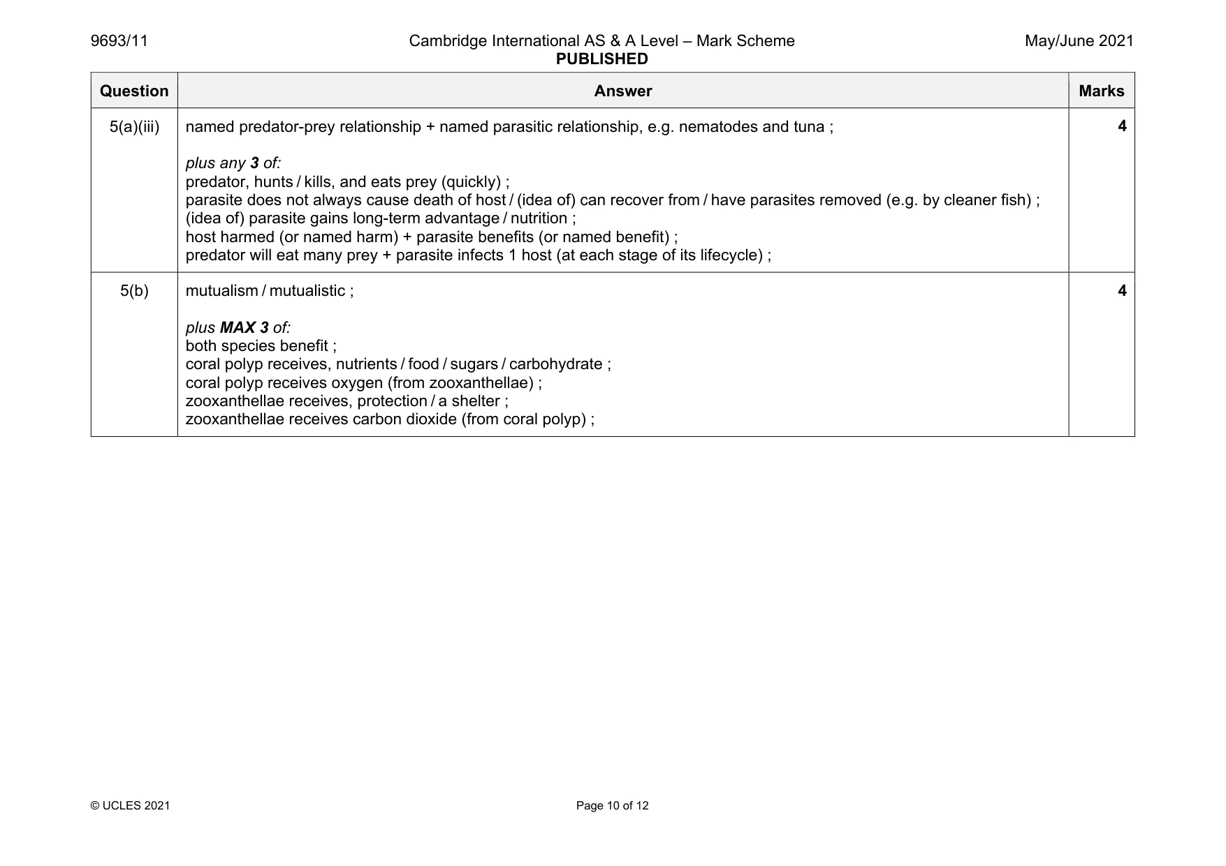 Mark scheme, page 10 of 12