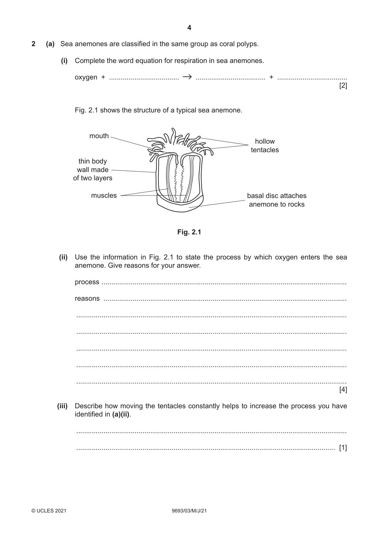 Cambridge A Level Marine Science 9693 2021 May/June Paper 3 · Variant 0 question paper, page 4 of 20